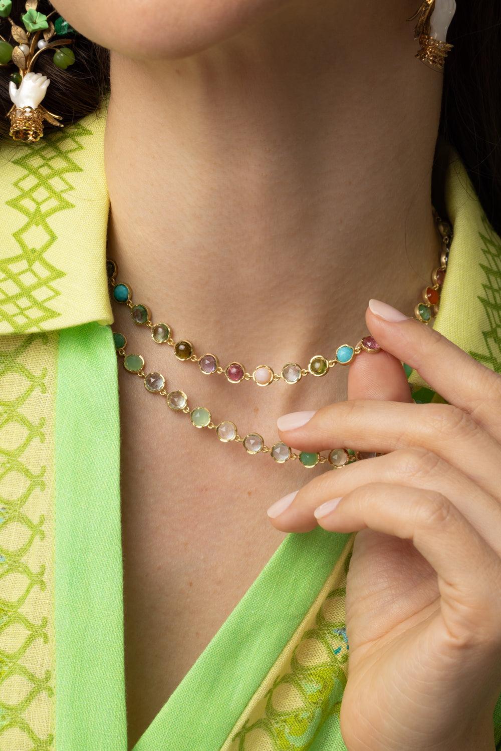 Small Classic Link Mixed Multi Necklace-YELLOW GOLD-JEWELRYFINE JEWELNECKLACE O-IRENE NEUWIRTH JEWELRY