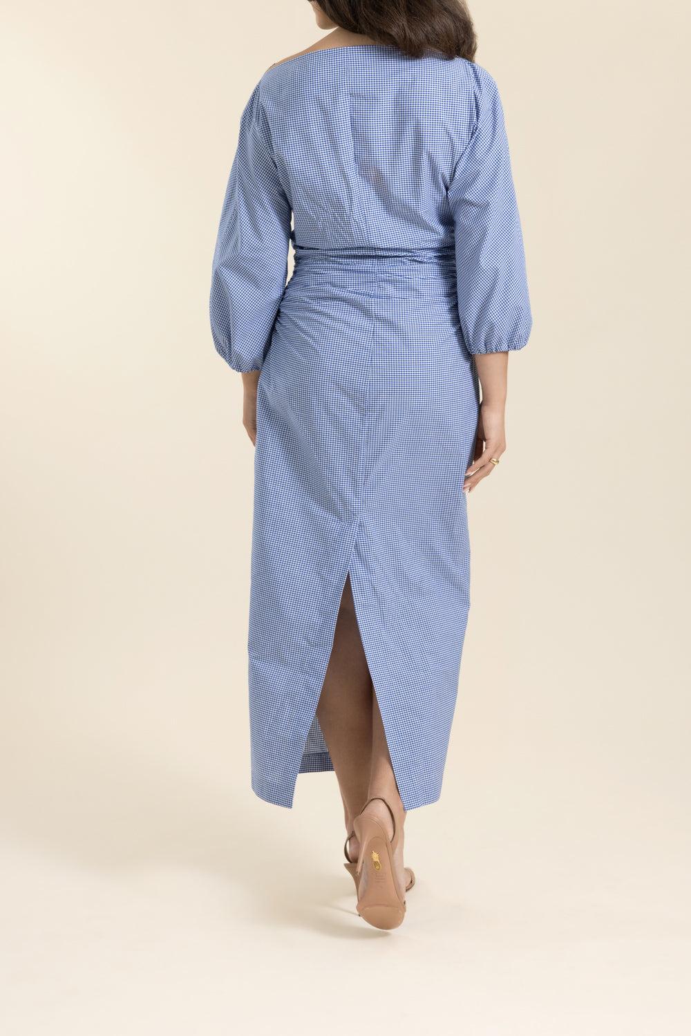 Ezra Brooch Dress-BLUE-34-CLOTHINGDRESSCOCKTAIL-BERNADETTE