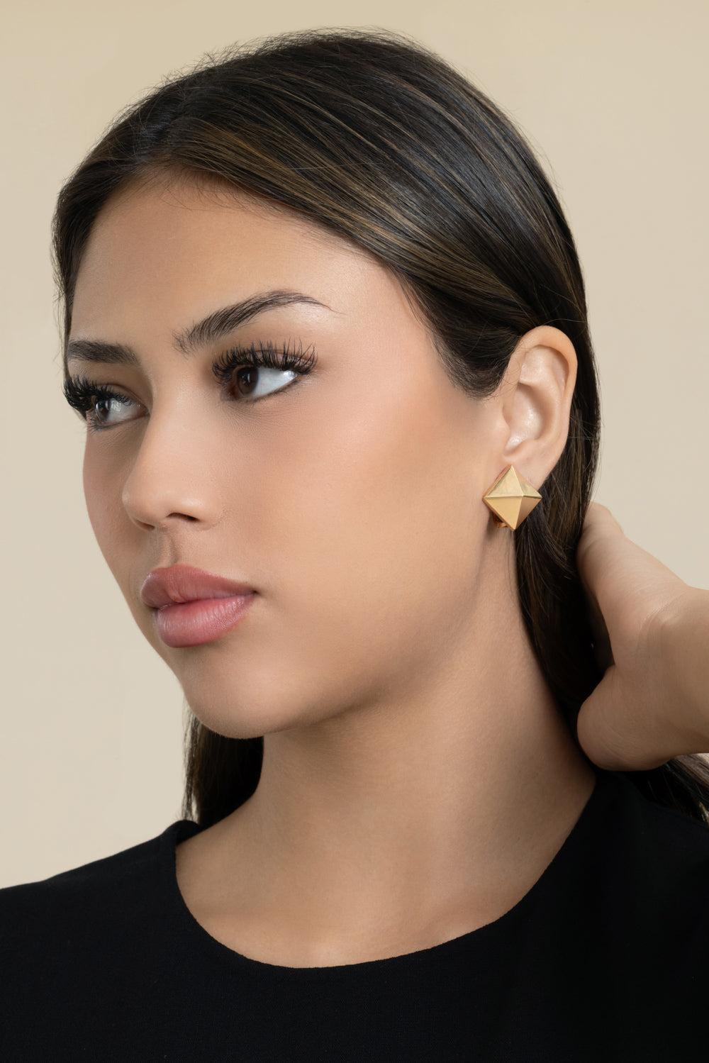 Piramide Stud Earrings-YELLOW GOLD-JEWELRYFINE JEWELEARRING-ALETTO BROTHERS