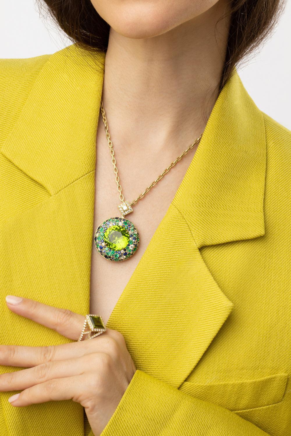 Peridot Emerald Diamond Pendant Necklace-YELLOW GOLD-JEWELRYFINE JEWELNECKLACE O-JARED LEHR