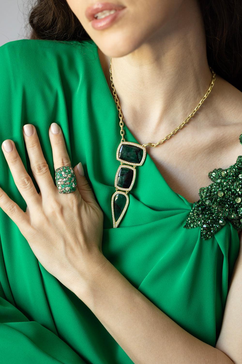 Emerald Diamond Necklace-YELLOW GOLD-JEWELRYFINE JEWELNECKLACE O-JARED LEHR