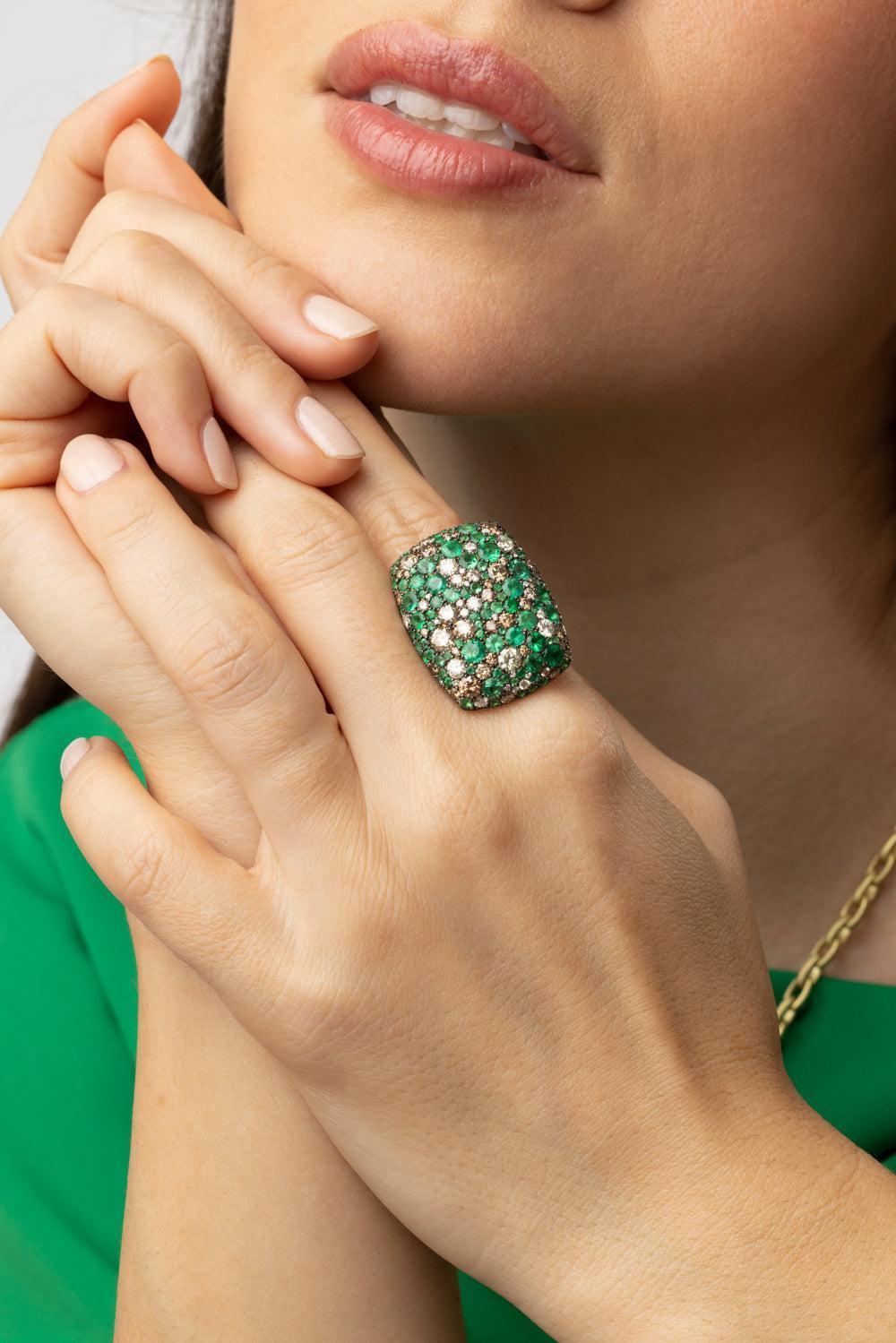 Emerald Diamond Ring-YELLOW GOLD-6.5-JEWELRYFINE JEWELRING-JARED LEHR
