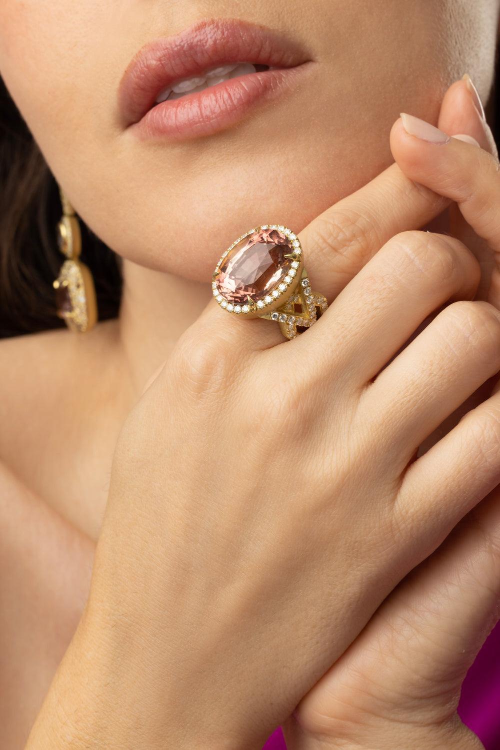 Tourmaline Diamond Ring-YELLOW GOLD-7.5-JEWELRYFINE JEWELRING-JARED LEHR