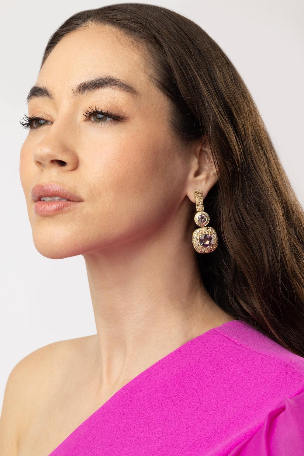 Spinel Diamond Earrings-YELLOW GOLD-JEWELRYFINE JEWELEARRING-JARED LEHR
