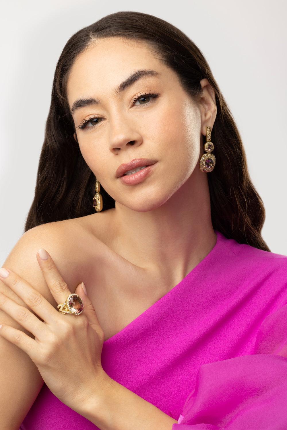 Spinel Diamond Earrings-YELLOW GOLD-JEWELRYFINE JEWELEARRING-JARED LEHR