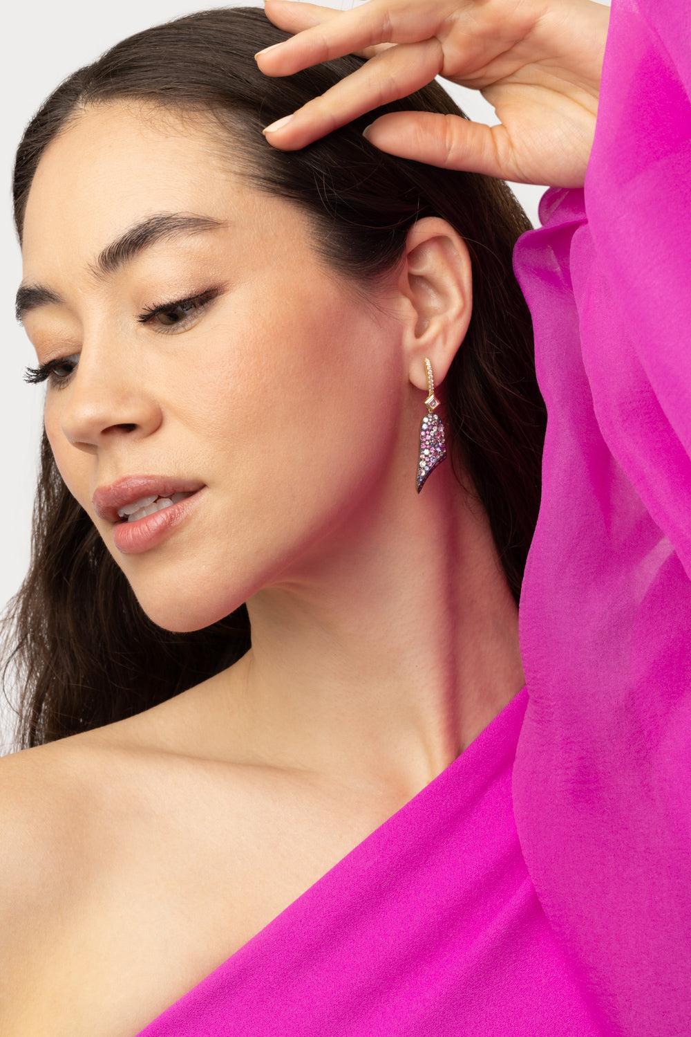 Pink Purple Sapphire Earrings-YELLOW GOLD-JEWELRYFINE JEWELEARRING-JARED LEHR