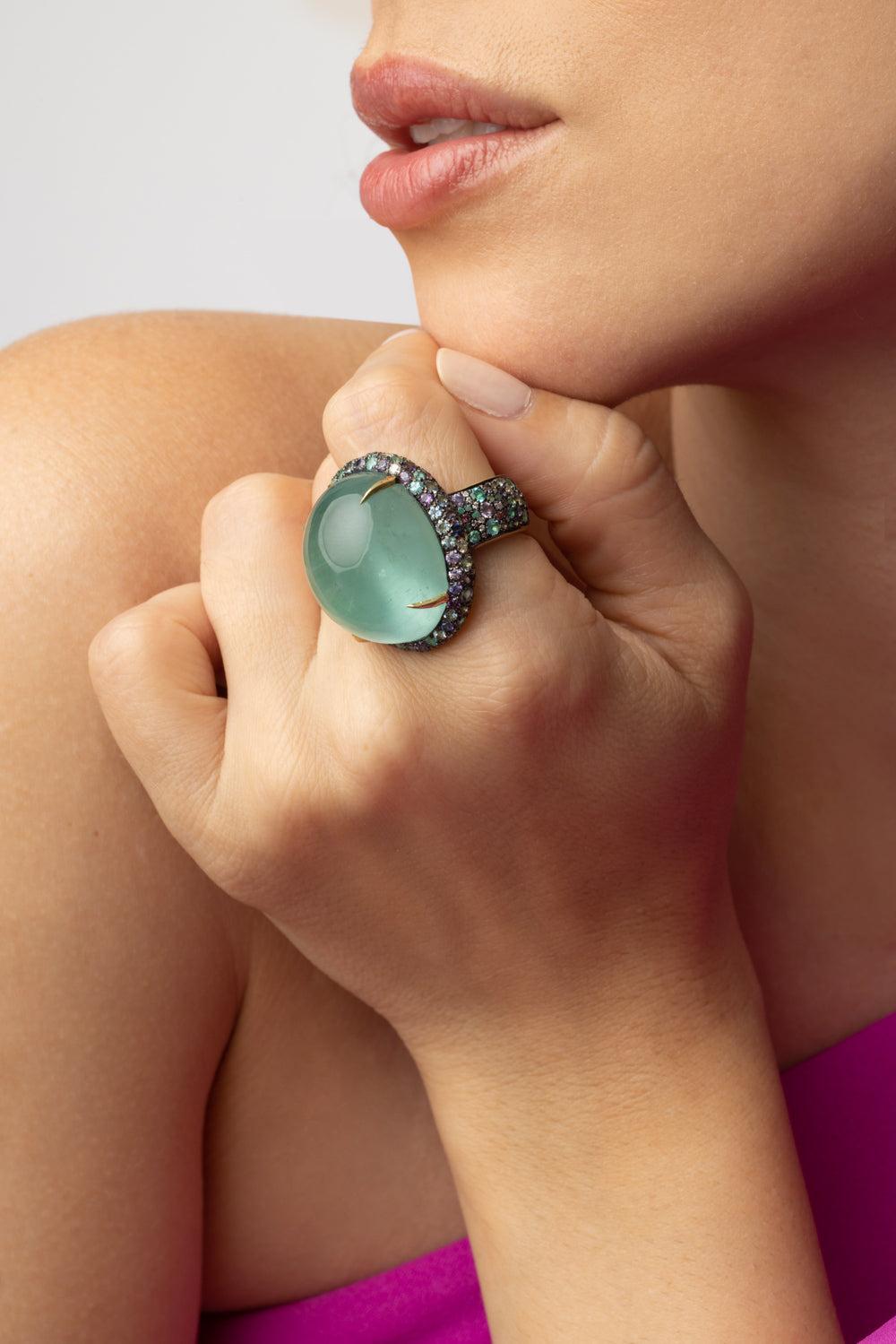 Purple Sapphire Paraiba Diamond Ring-YELLOW GOLD-7.5-JEWELRYFINE JEWELRING-JARED LEHR