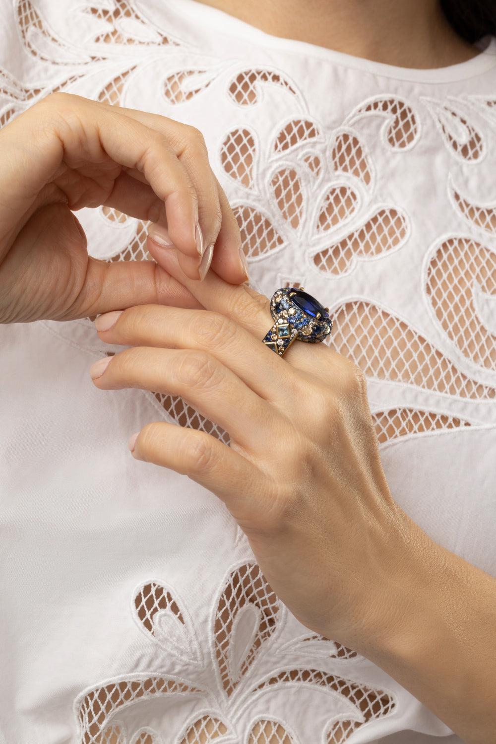 Tanzanite Sapphire Diamond Ring-YELLOW GOLD-7.25-JEWELRYFINE JEWELRING-JARED LEHR
