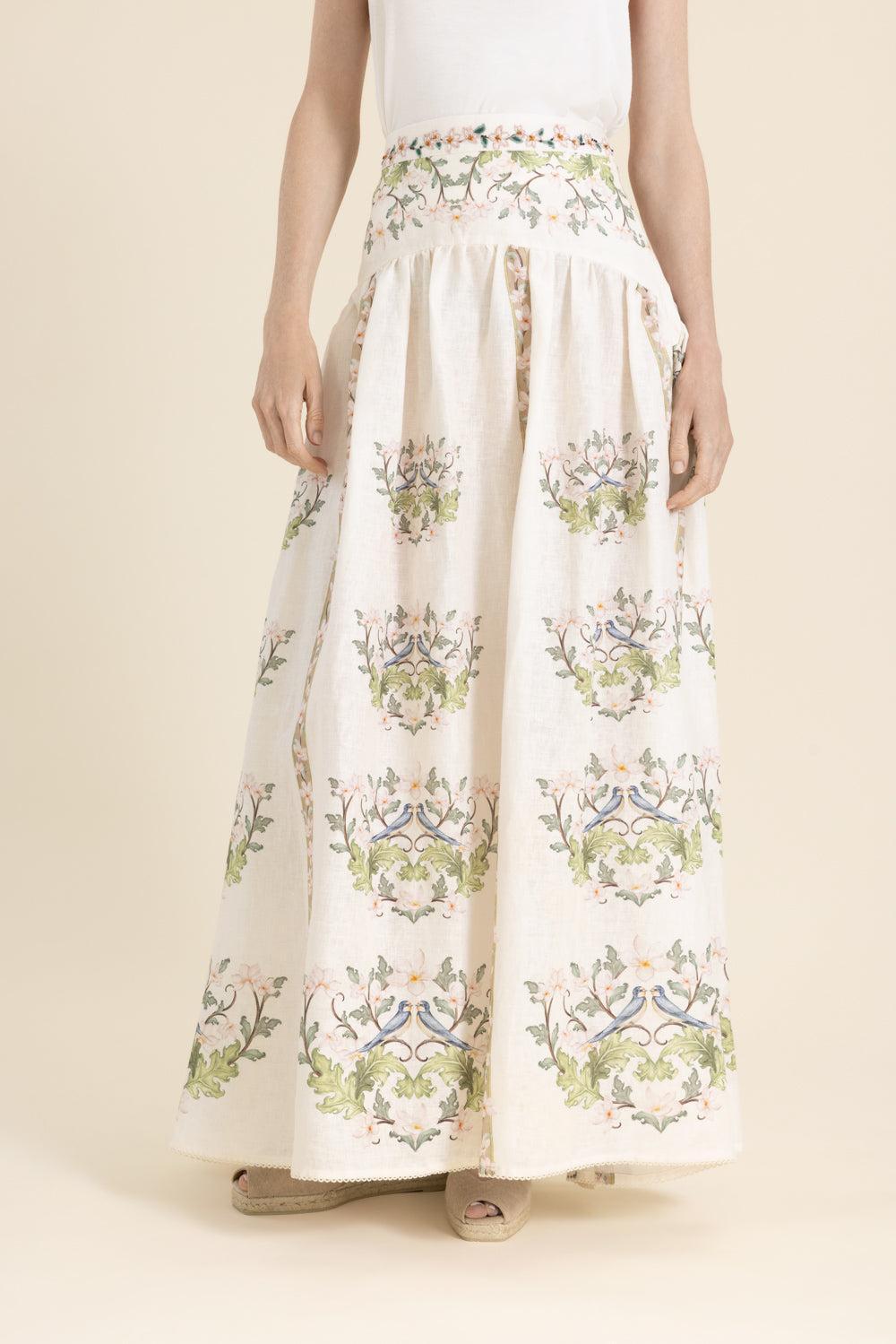 Curua Midi Skirt-FLORAL-S-CLOTHINGSKIRTMAXI-AGUA BY AGUA BENDITA