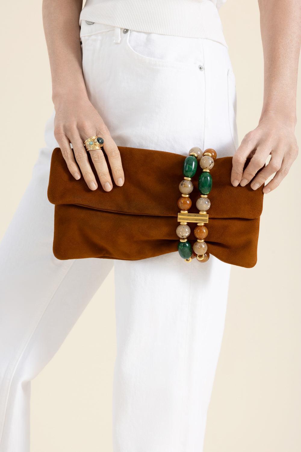 Zandra Clutch - Tan Gold-BROWN-HANDBAGCLUTCHES-JIMMY CHOO