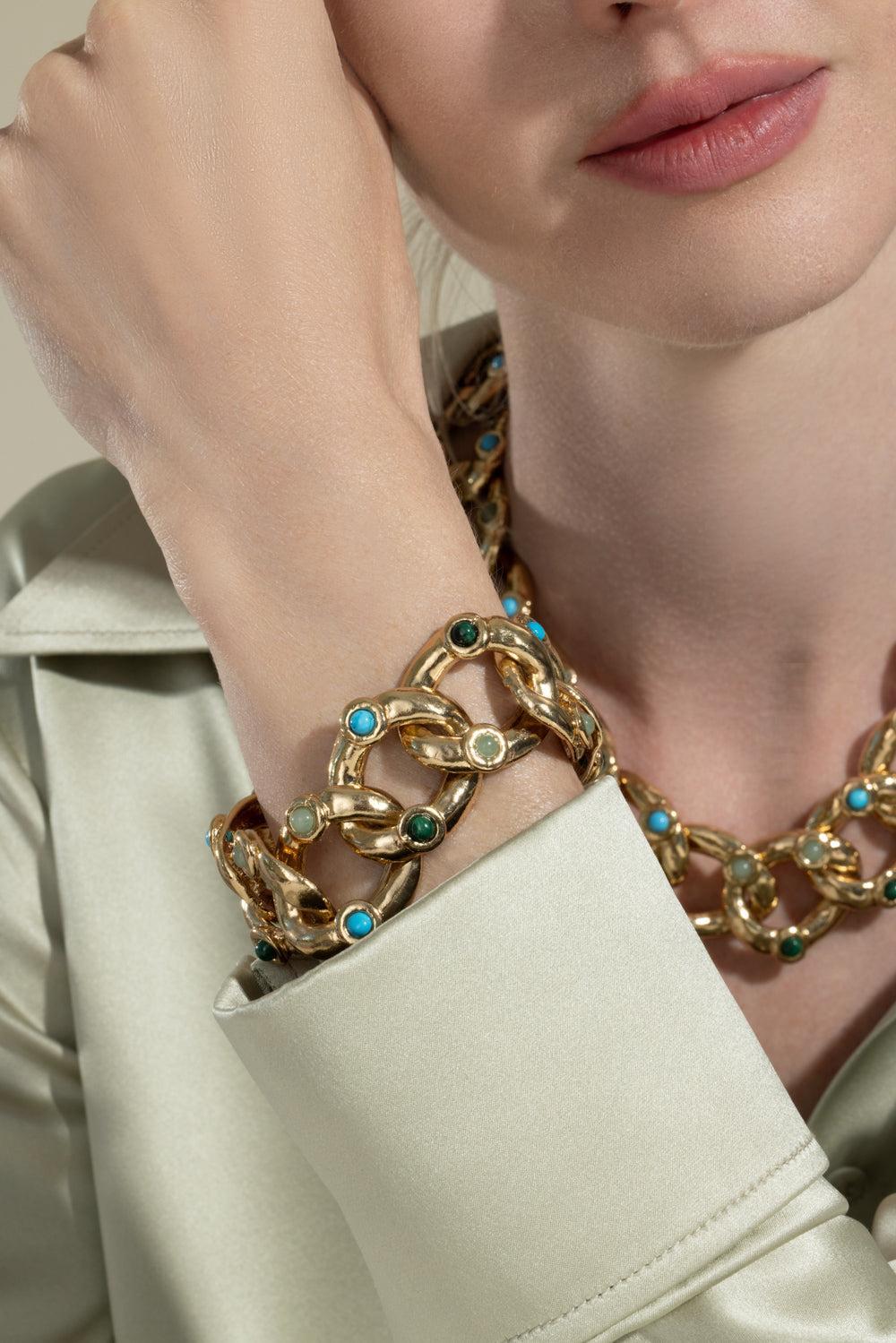 Turquoise Malachite Mitsi Bracelet-GREEN-JEWELRYBOUTIQUEBRACELET O-GAS BIJOUX