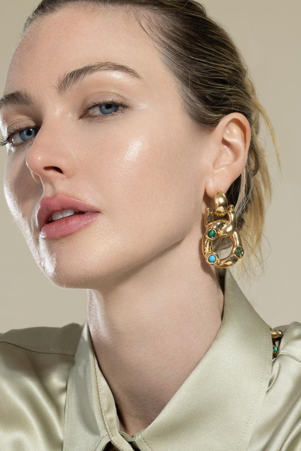 Turqoise Malachite Small Mitsi Earrings-GREEN-JEWELRYBOUTIQUEEARRING-GAS BIJOUX