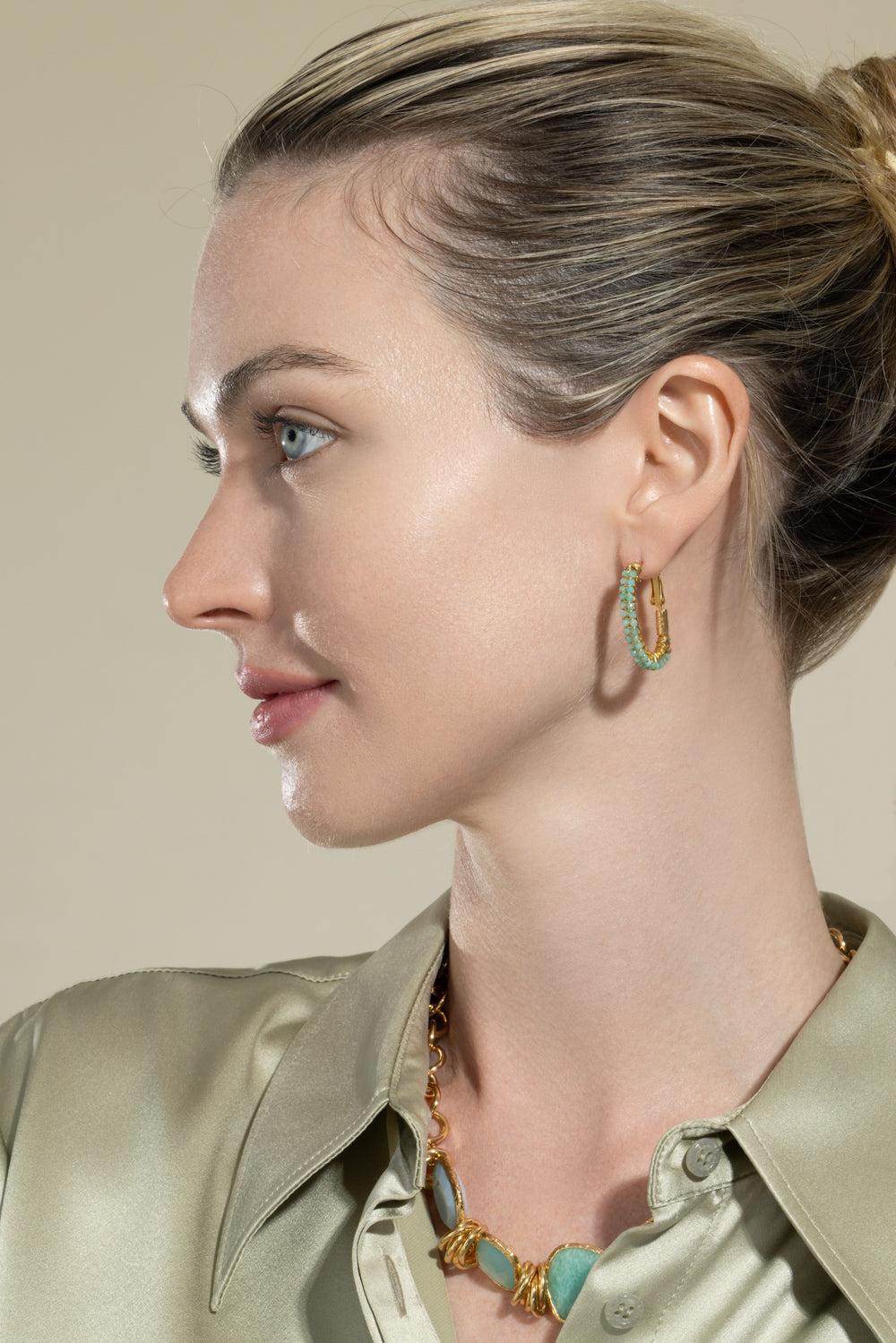 Blue Creole Lyre Hoop Earrings-BLUE-JEWELRYBOUTIQUEEARRING-GAS BIJOUX