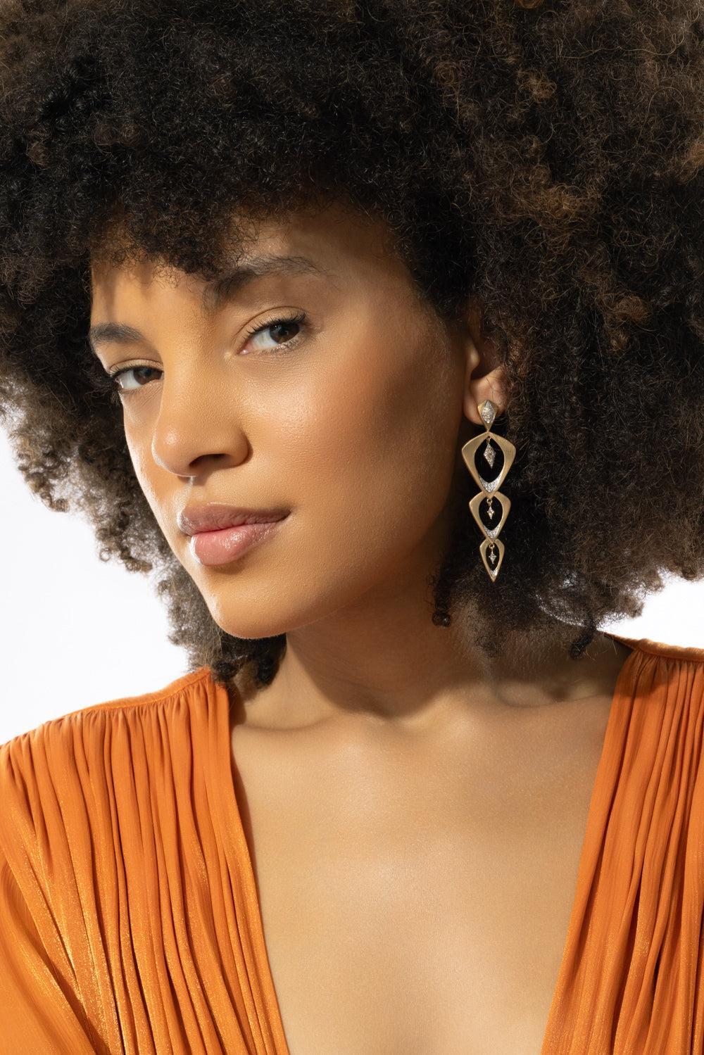 Wicker 3 Layer Earrings-YELLOW GOLD-JEWELRYFINE JEWELEARRING-ARUNASHI