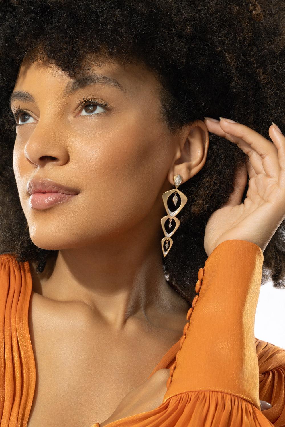 Wicker 3 Layer Earrings-YELLOW GOLD-JEWELRYFINE JEWELEARRING-ARUNASHI