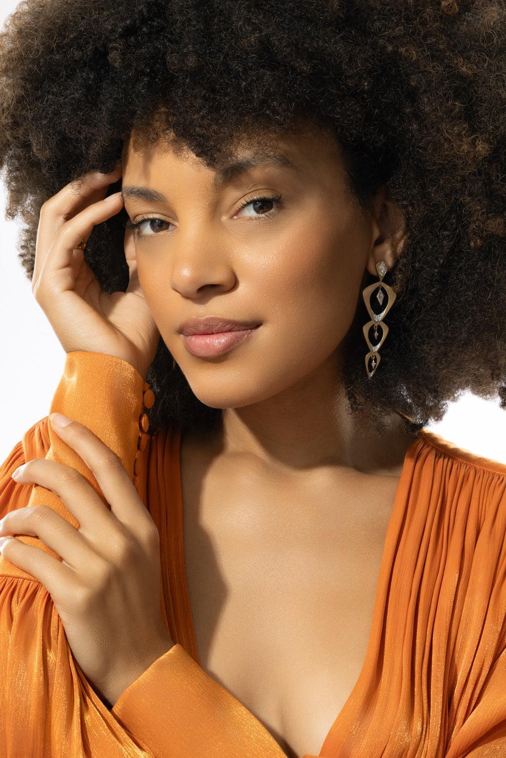 Wicker 3 Layer Earrings-YELLOW GOLD-JEWELRYFINE JEWELEARRING-ARUNASHI