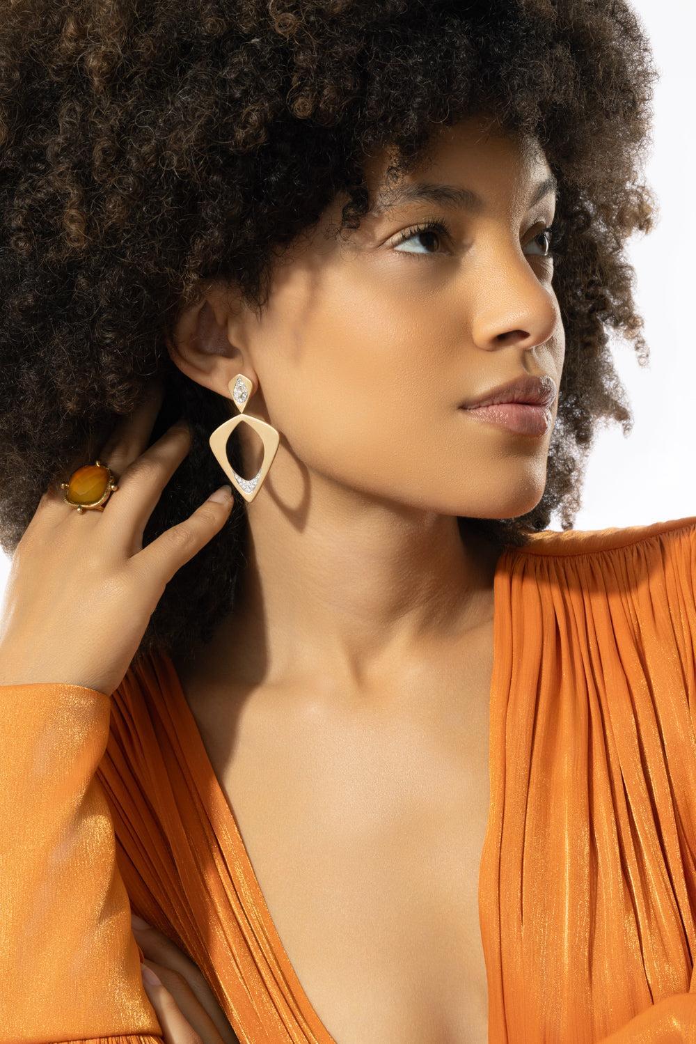 Wicker Single Layer Earrings-YELLOW GOLD-JEWELRYFINE JEWELEARRING-ARUNASHI