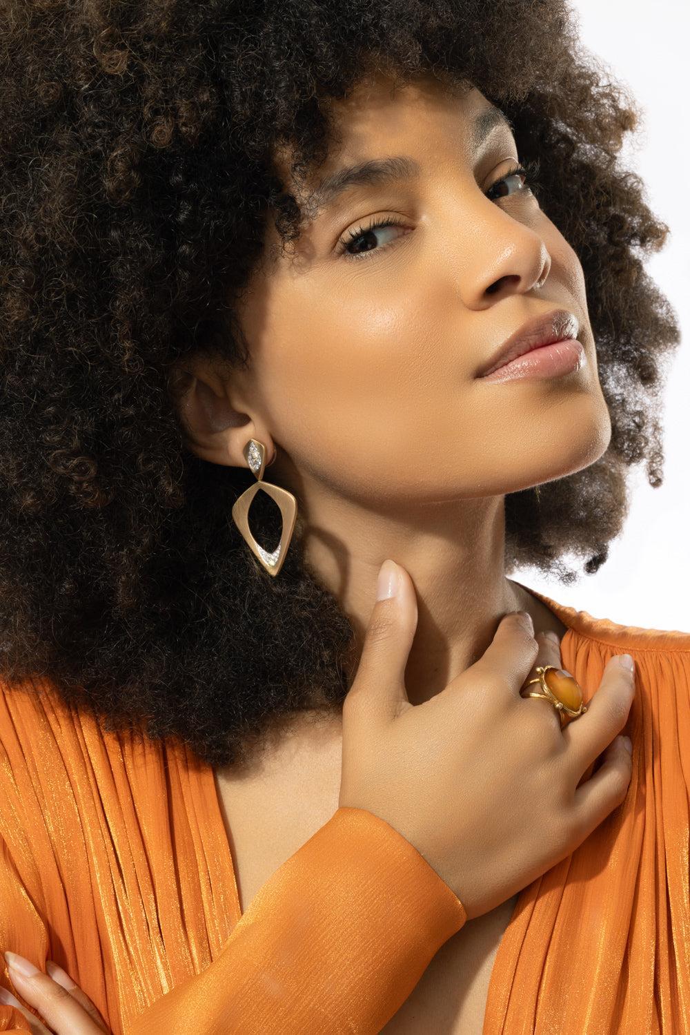 Wicker Single Layer Earrings-YELLOW GOLD-JEWELRYFINE JEWELEARRING-ARUNASHI