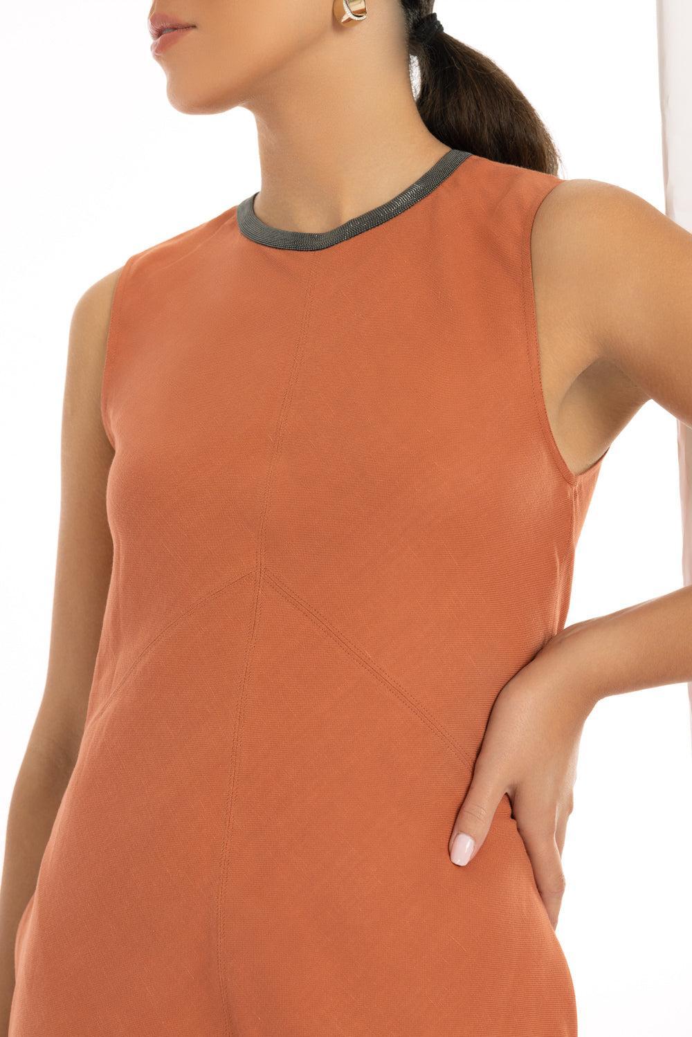 Fluid Midi Dress-TANGERINE-XS-CLOTHINGDRESSCASUAL-BRUNELLO CUCINELLI