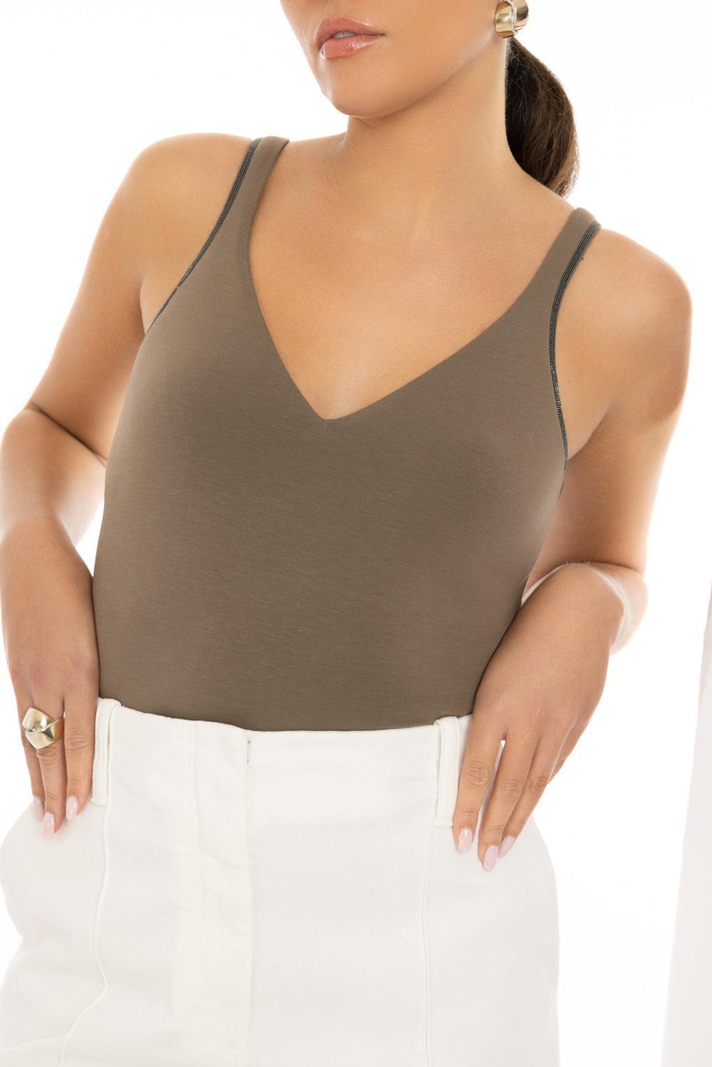 Stretch Tank - Chocolate-CHOCOLATE-XS-CLOTHINGTOPTANK-BRUNELLO CUCINELLI