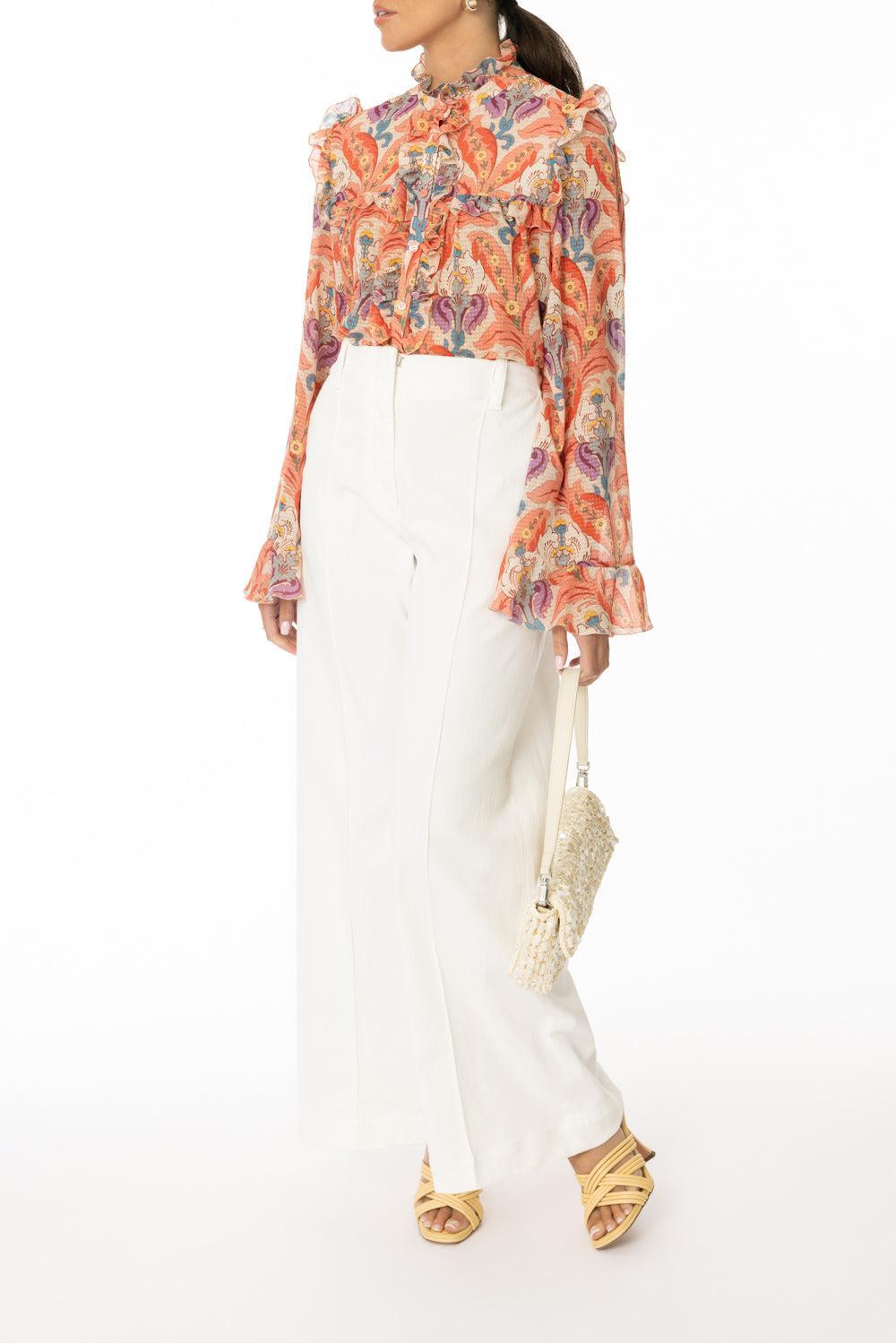 Long Sleeve Ruffle Blouse-PINK-40-CLOTHINGTOPBLOUSE-ETRO