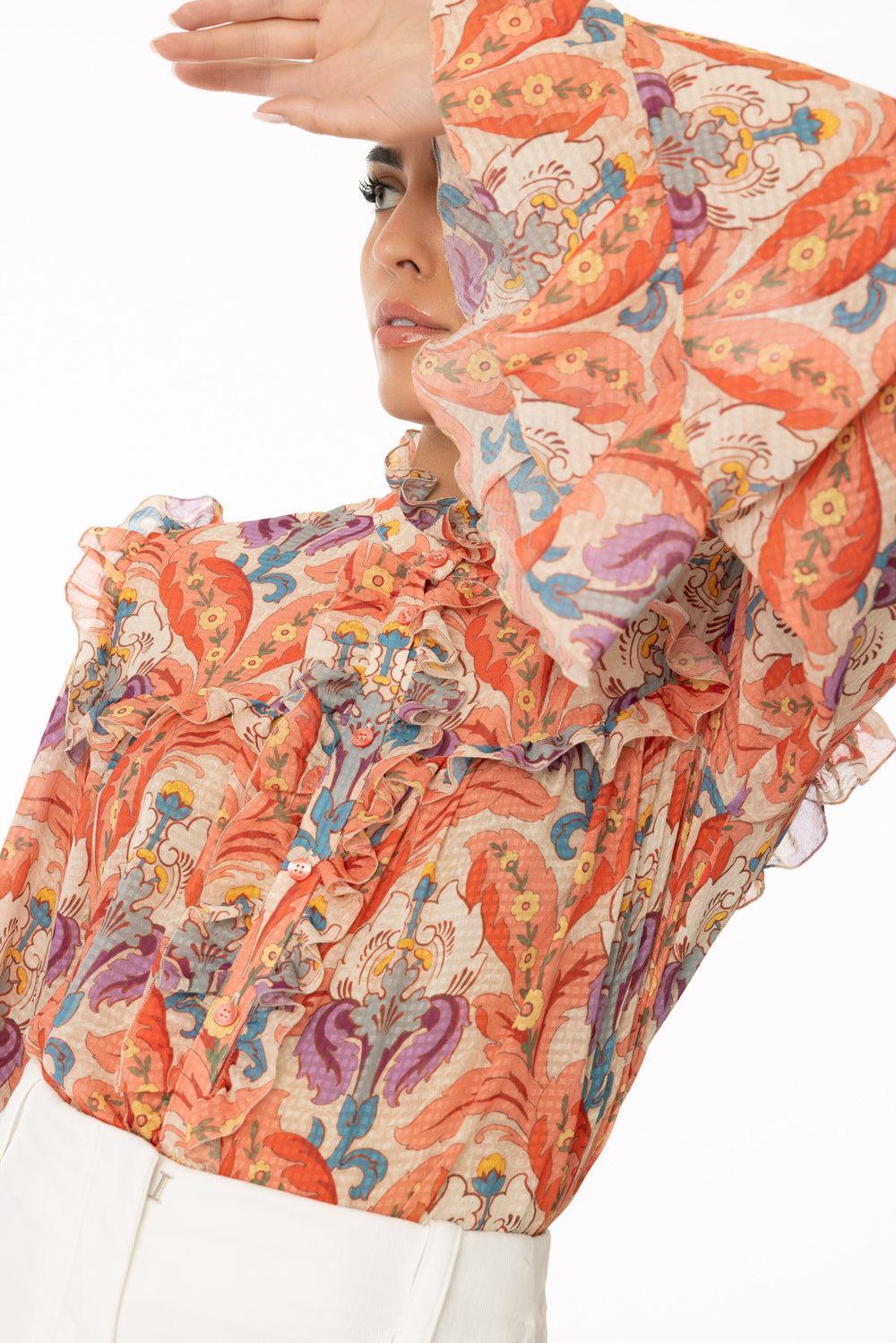 Long Sleeve Ruffle Blouse-PINK-40-CLOTHINGTOPBLOUSE-ETRO