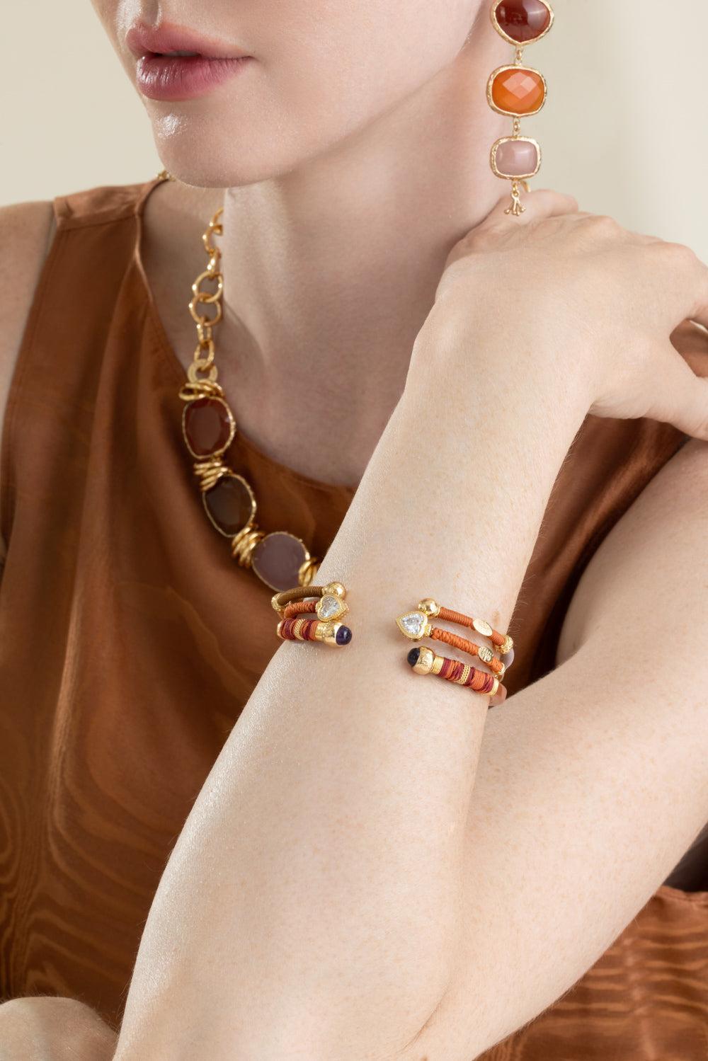 Orange Duality Amore Strass Bracelet-ORANGE-JEWELRYBOUTIQUEBRACELET O-GAS BIJOUX