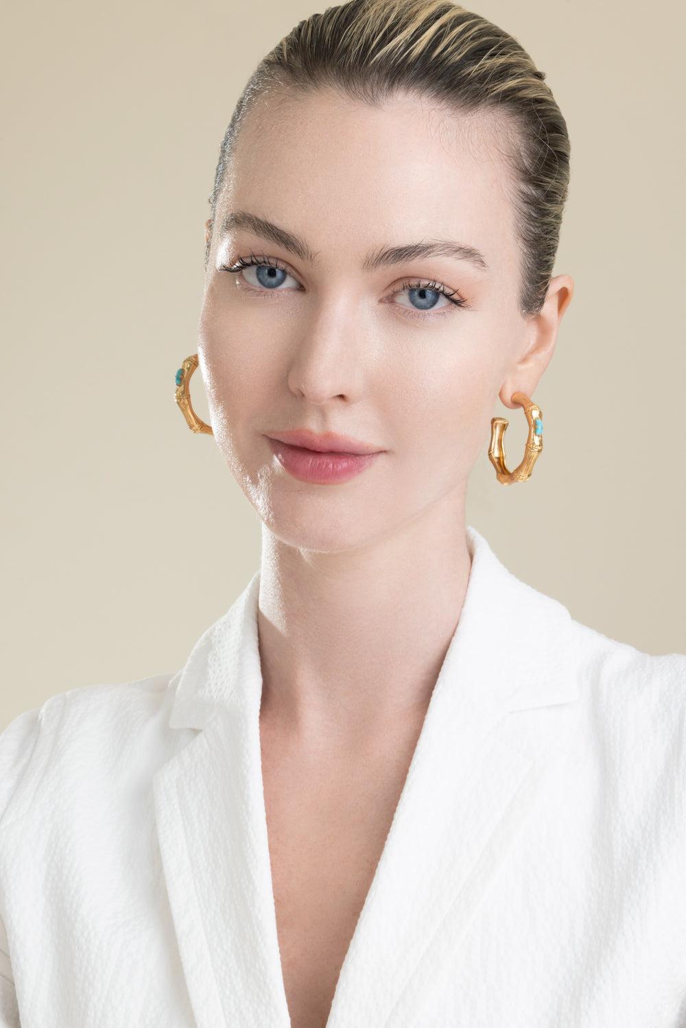 Blue Small Bamboo Strass Earrings-BLUE-JEWELRYBOUTIQUEEARRING-GAS BIJOUX
