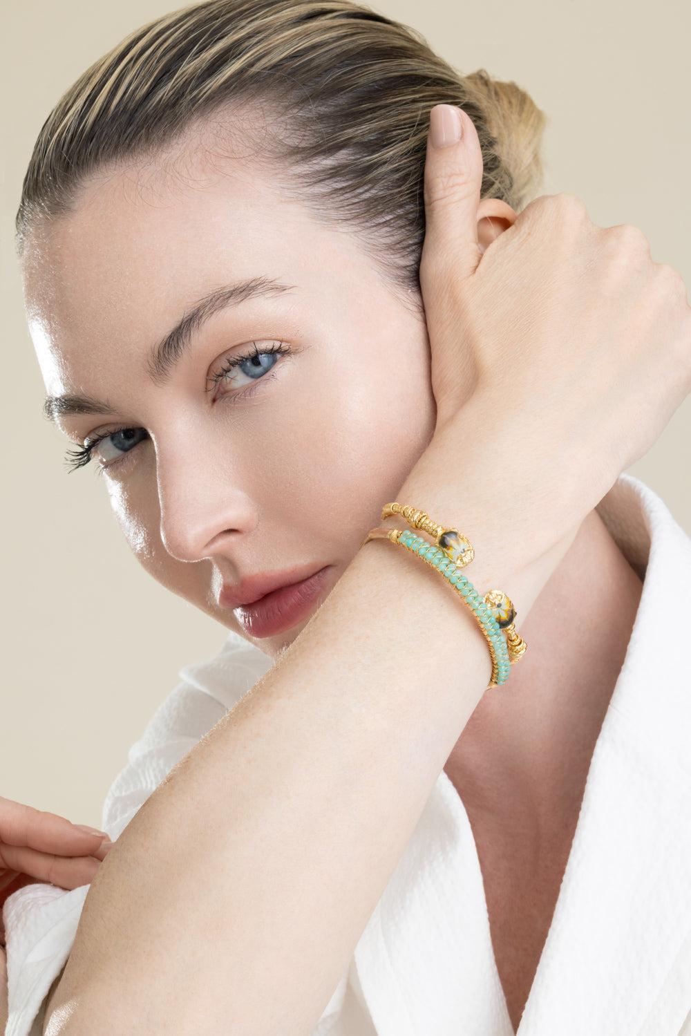 Blue Large Lyre Bracelet Bracelet-BLUE-JEWELRYBOUTIQUEBRACELET O-GAS BIJOUX