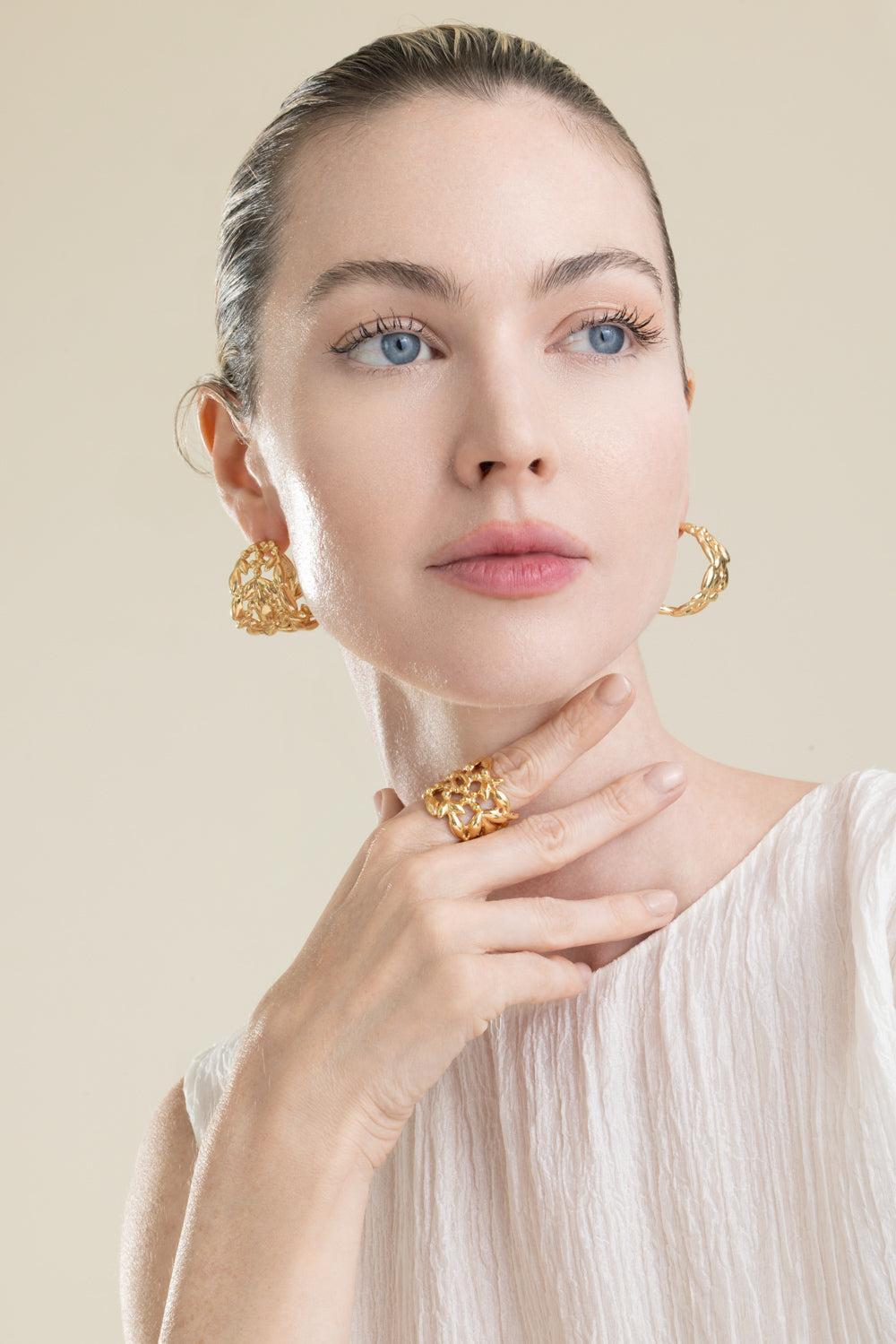 Olea Small Hoop Earrings-GOLD-JEWELRYBOUTIQUEEARRING-GAS BIJOUX