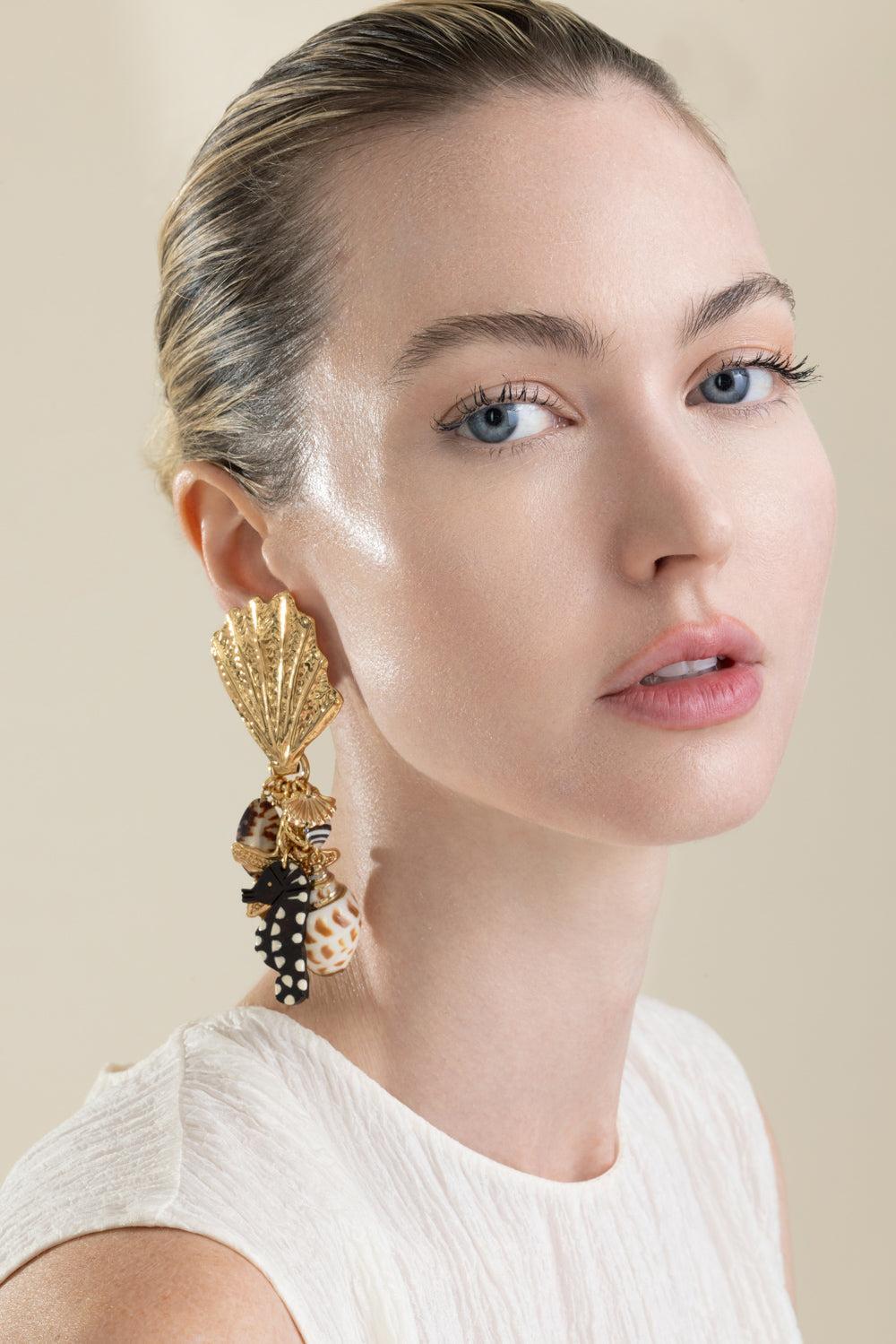 Brown Beach Charm Shellita Earrings-BROWN-JEWELRYBOUTIQUEEARRING-GAS BIJOUX