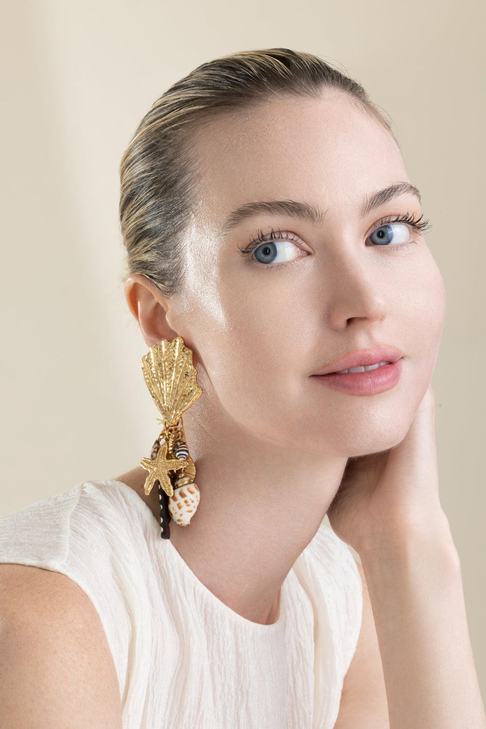 Brown Beach Charm Shellita Earrings-BROWN-JEWELRYBOUTIQUEEARRING-GAS BIJOUX