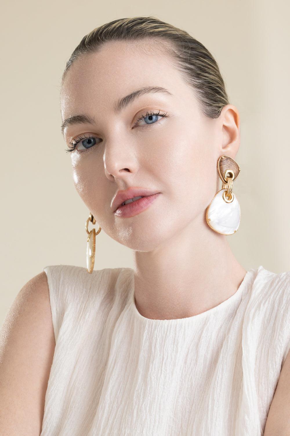White Brown Silia Large Drop Earrings-WHITE-JEWELRYBOUTIQUEEARRING-GAS BIJOUX