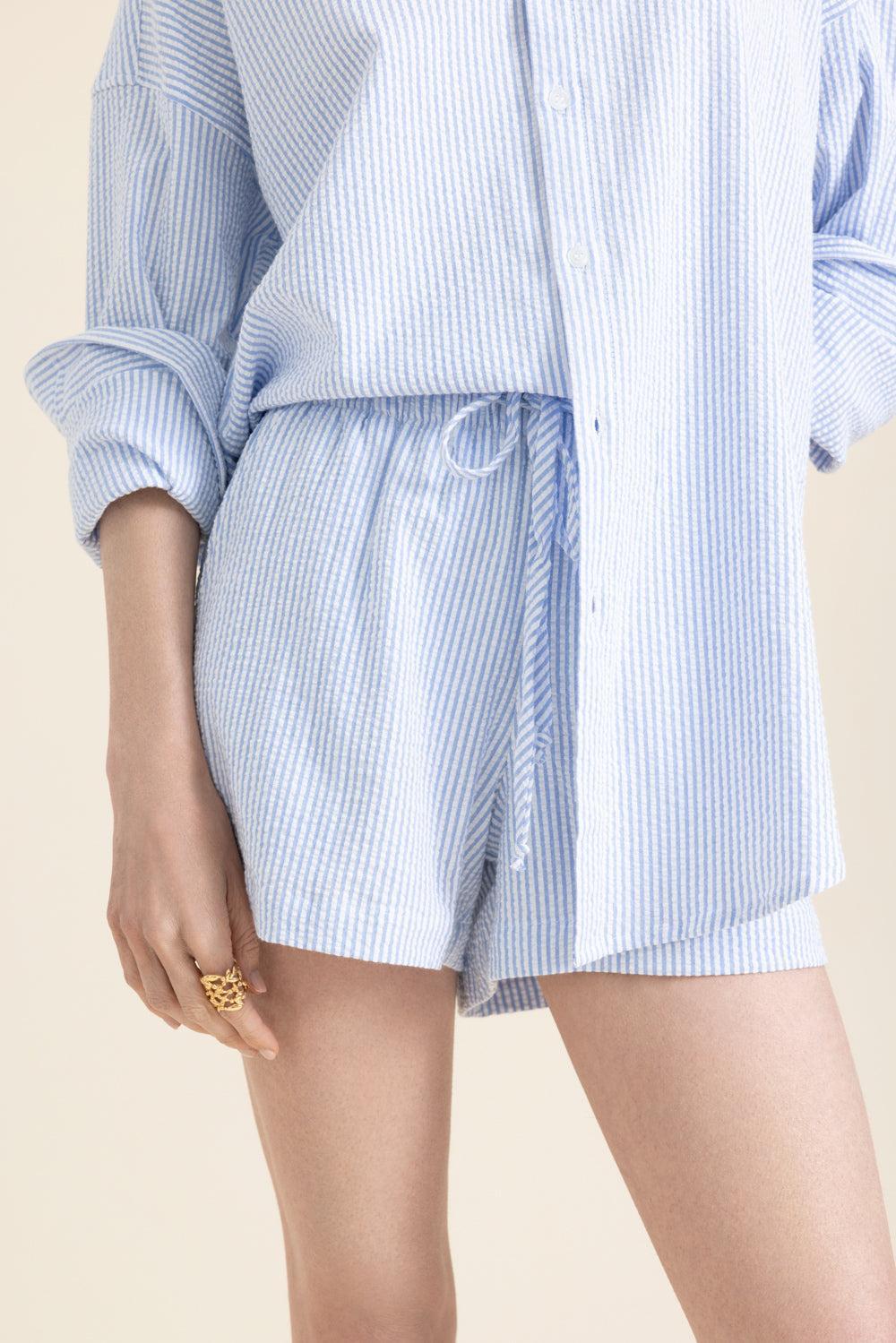 Flutter Short - Blue White Stripe-STRIPE-1-CLOTHINGPANTSHORT-The Lady & The Sailor x Marissa Collections