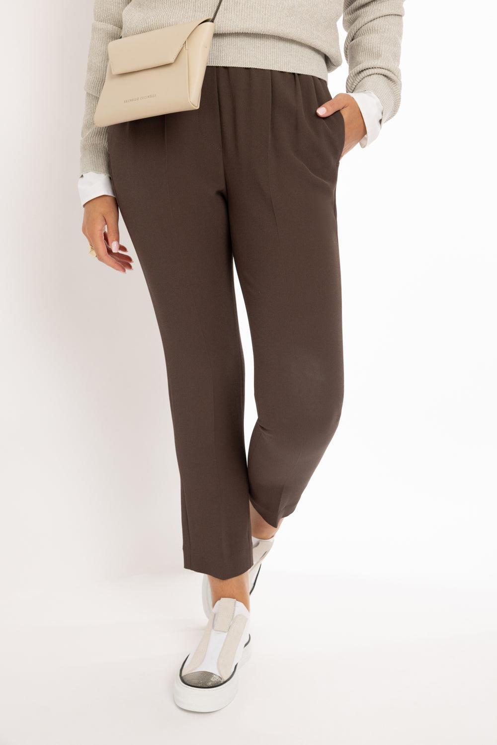 Crop Pull On Pant-CHOCOLATE-36-CLOTHINGPANTCASUAL-BRUNELLO CUCINELLI