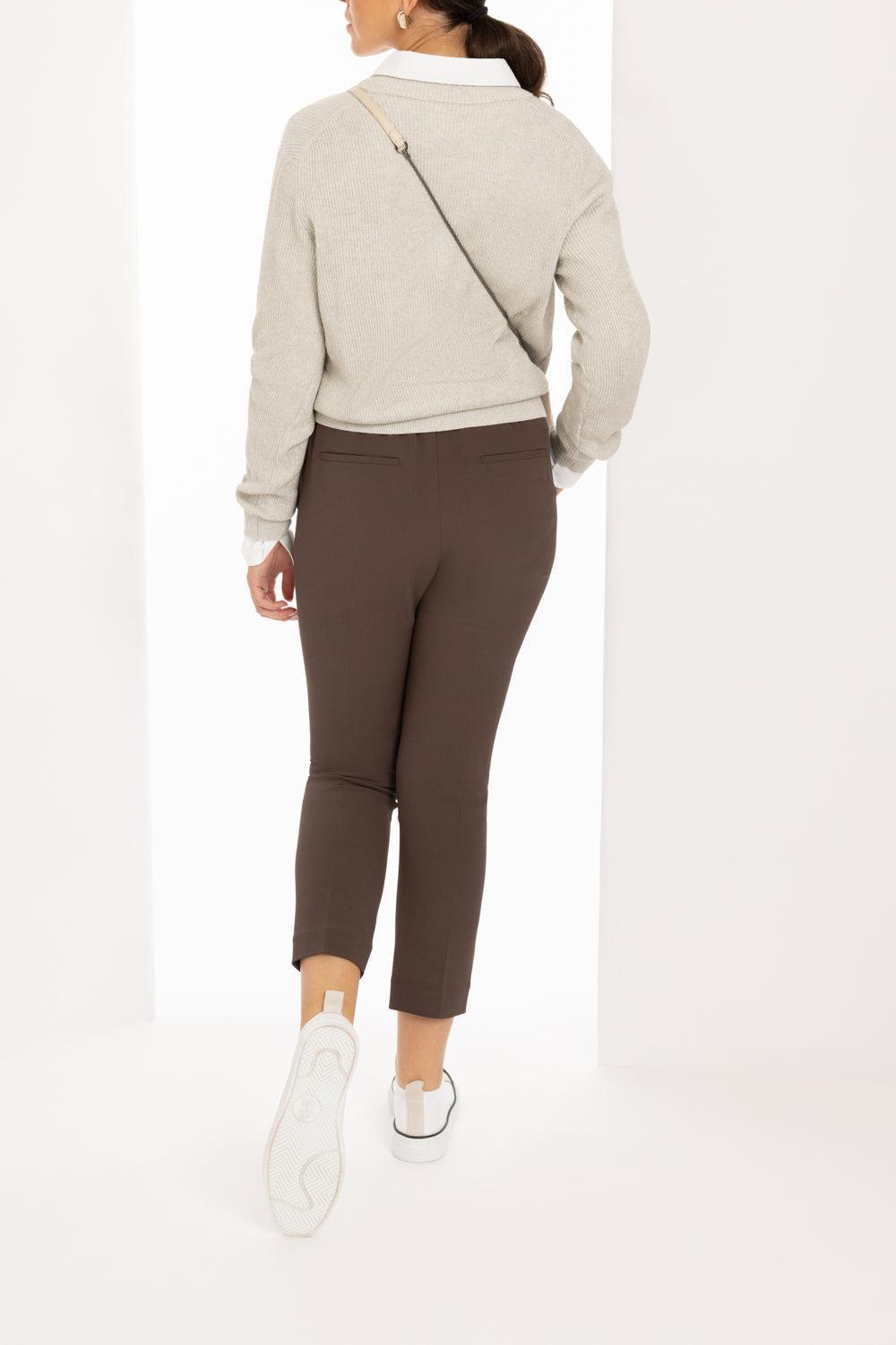 Crop Pull On Pant-CHOCOLATE-36-CLOTHINGPANTCASUAL-BRUNELLO CUCINELLI