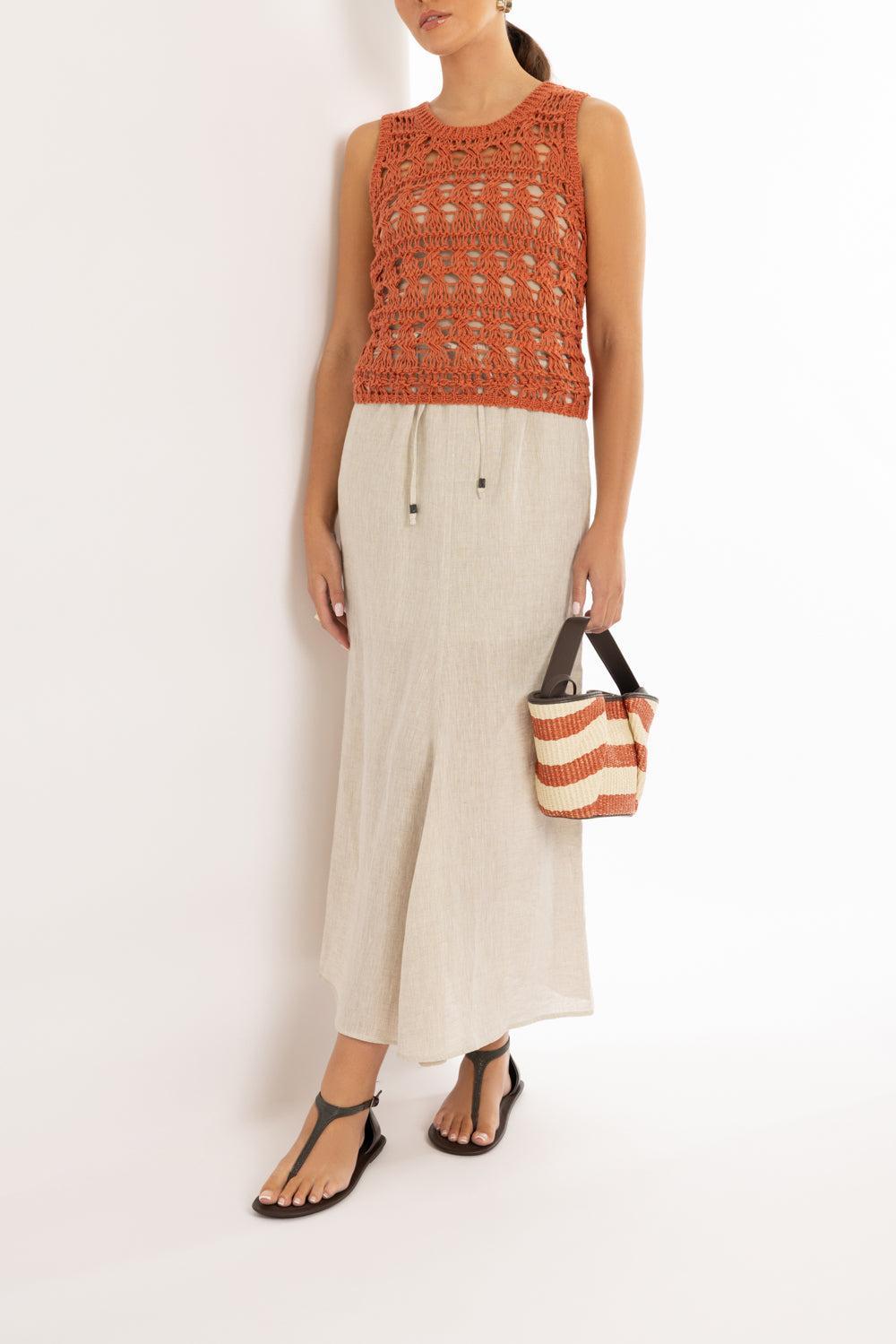 Open Work Knit Vest-TANGERINE-XS-CLOTHINGTOPSWEATER-BRUNELLO CUCINELLI