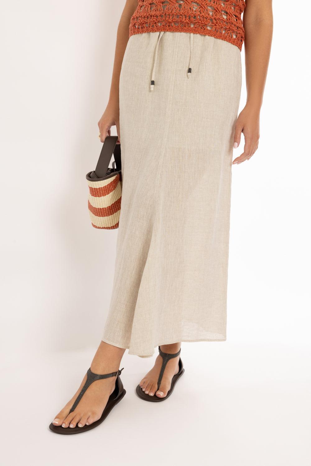 Fluid Skirt-JUTE-36-CLOTHINGSKIRTMAXI-BRUNELLO CUCINELLI