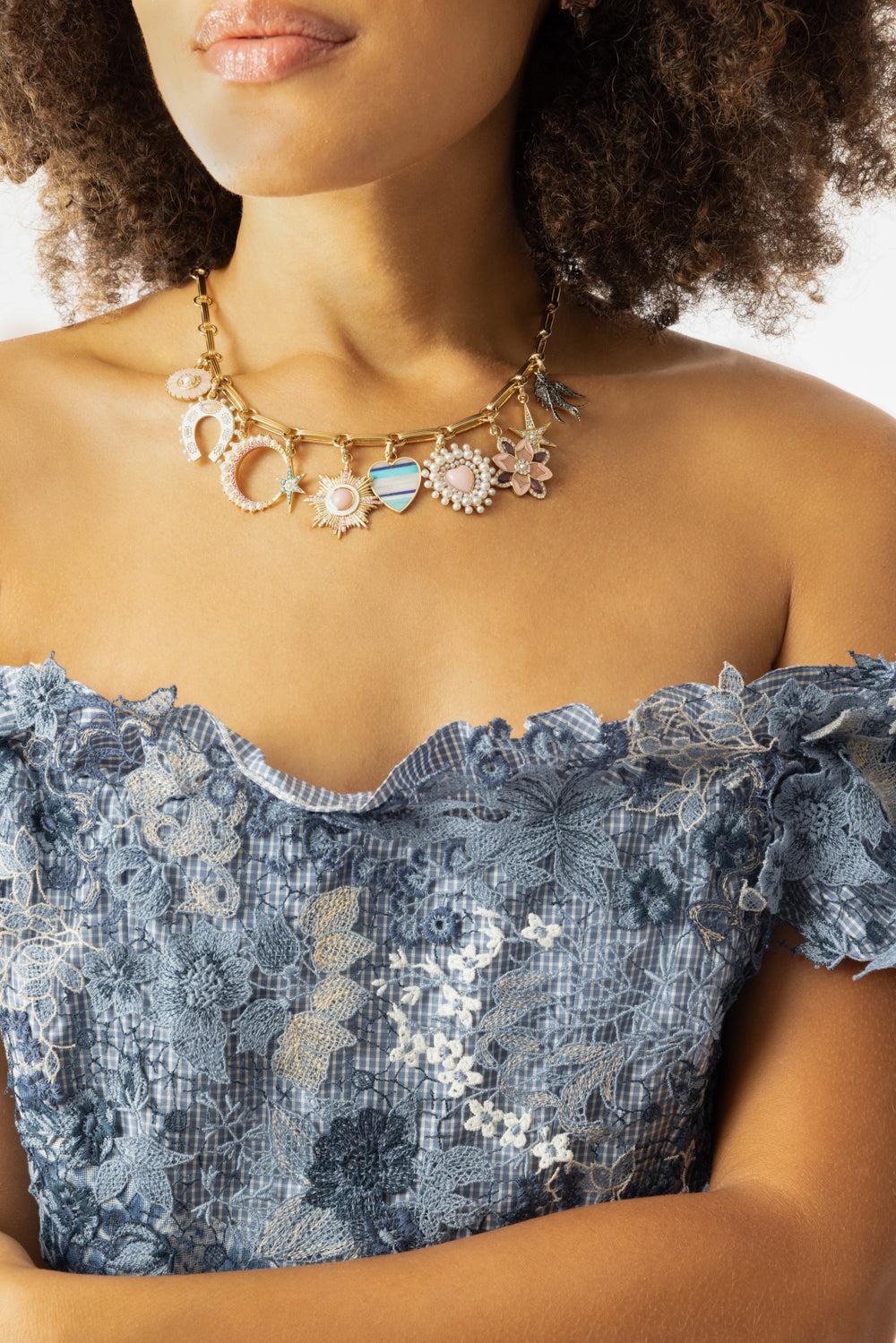 Turquoise Opal Horseshoe Pendant-YELLOW GOLD-JEWELRYFINE JEWELPENDANT-STORROW