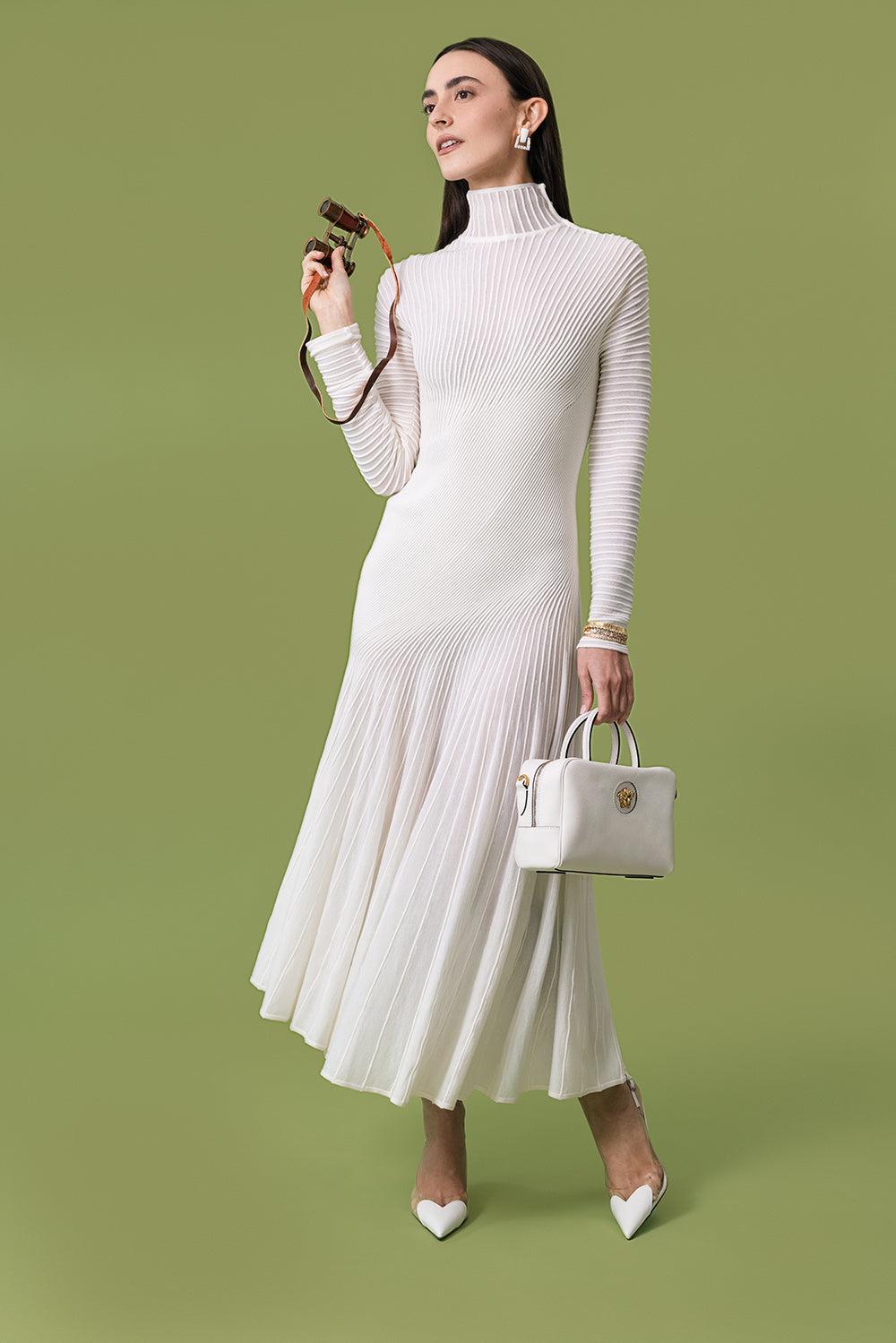 Twisted Dress-BLANC-36-CLOTHINGDRESSCASUAL-ALAÏA