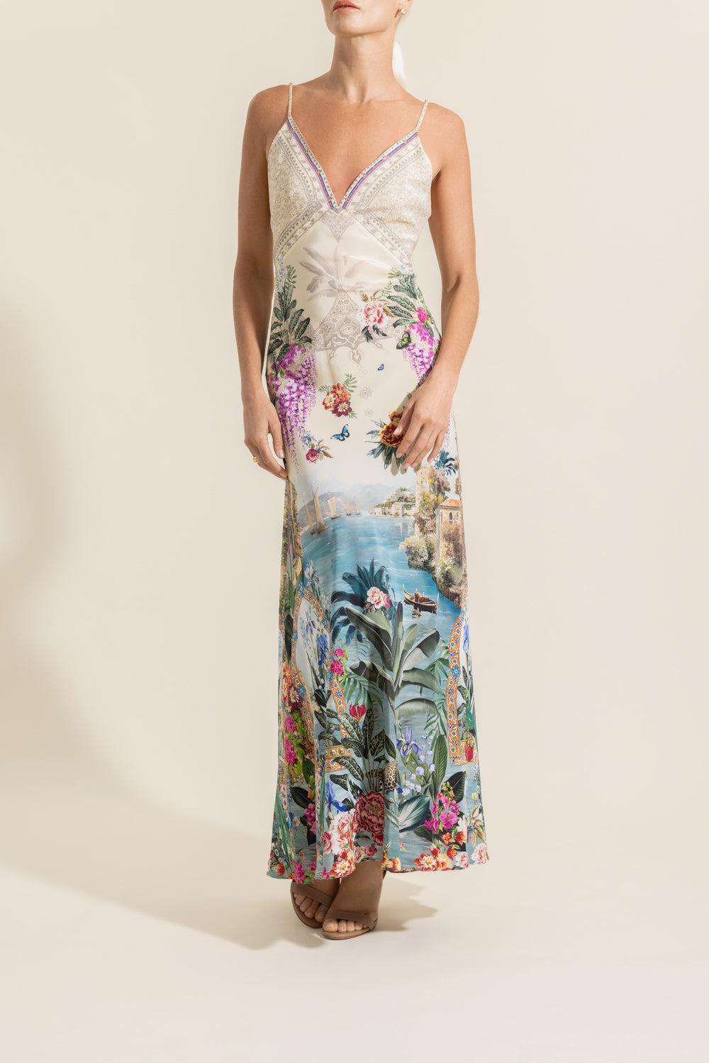 V-Neck Full Length Bias Slip Dress-BODRBOTA-XS-CLOTHINGDRESSCASUAL-CAMILLA