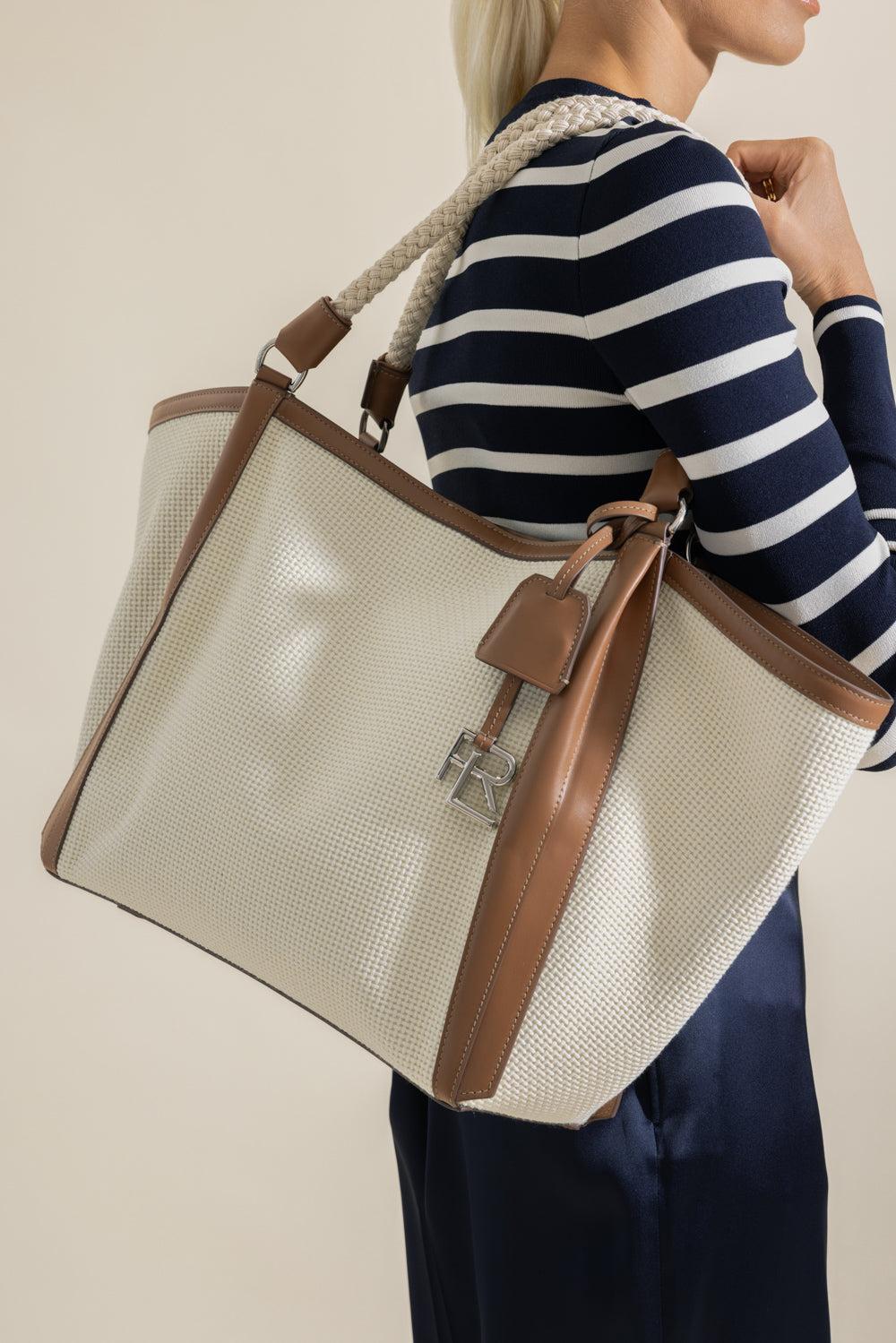 RL 888 Woven Tote-CREAM-HANDBAGTOTES-RALPH LAUREN