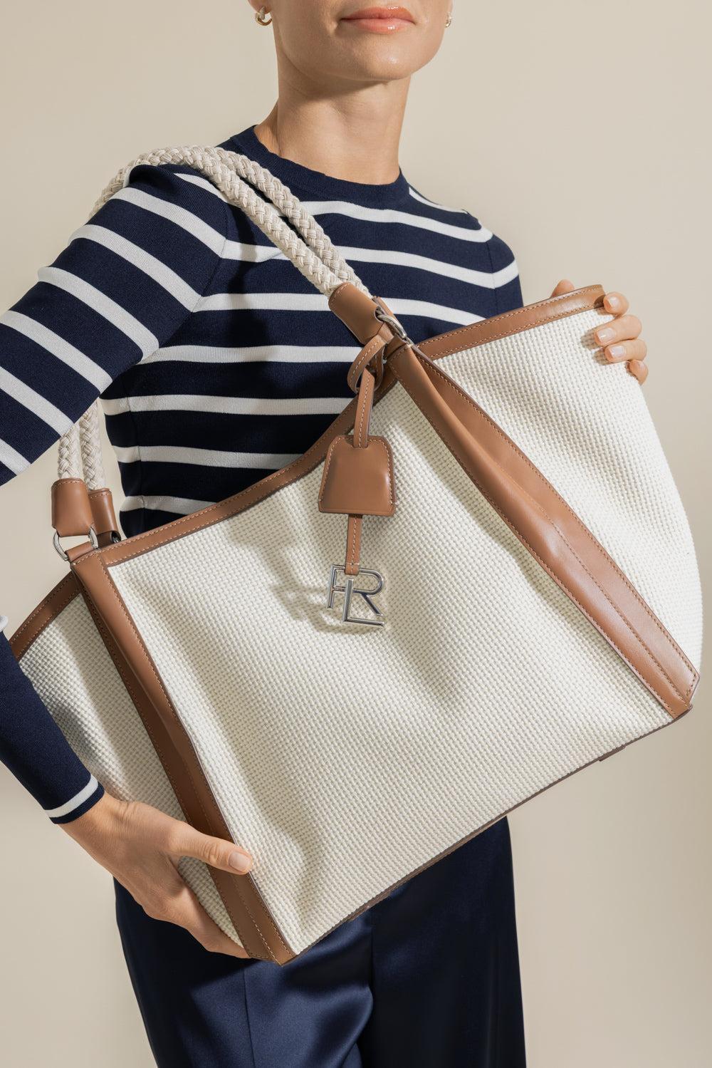 RL 888 Woven Tote-CREAM-HANDBAGTOTES-RALPH LAUREN