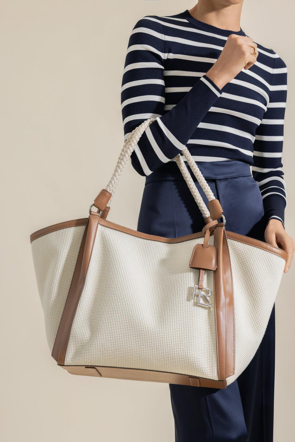 RL 888 Woven Tote-CREAM-HANDBAGTOTES-RALPH LAUREN