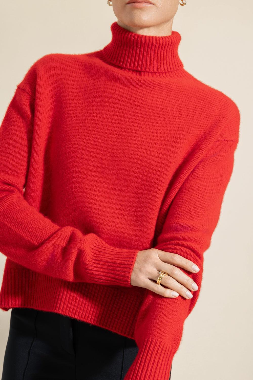 Long Sleeve Turtleneck Sweater-RED-XS-CLOTHINGTOPSWEATER-SPRWMN