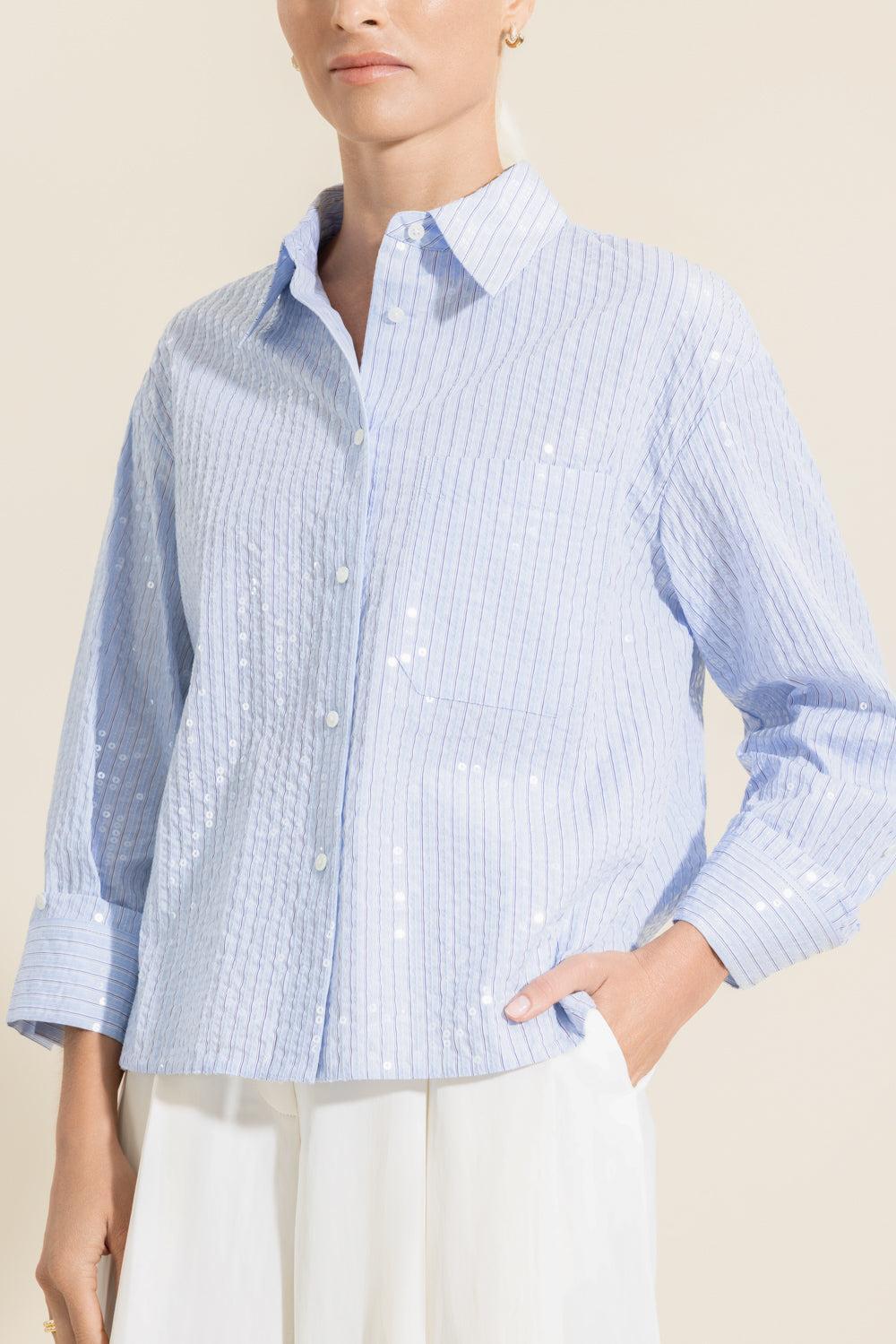 J.D. Shirt - Blue White-BLUE-XS-CLOTHINGTOPBLOUSE-TWP