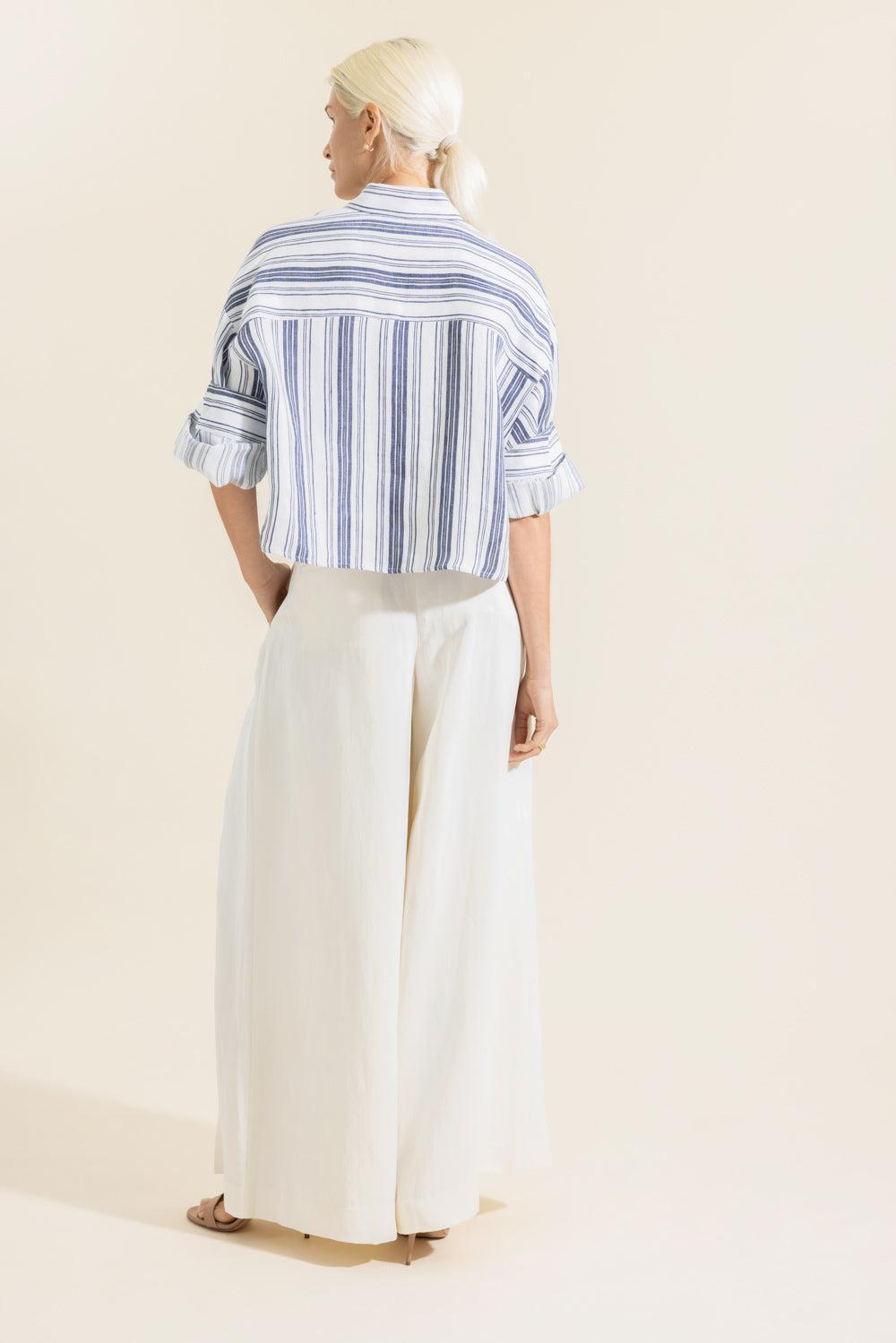 Next Ex Top - Ivory Navy Stripe-STRIPE-P-CLOTHINGTOPBLOUSE-TWP