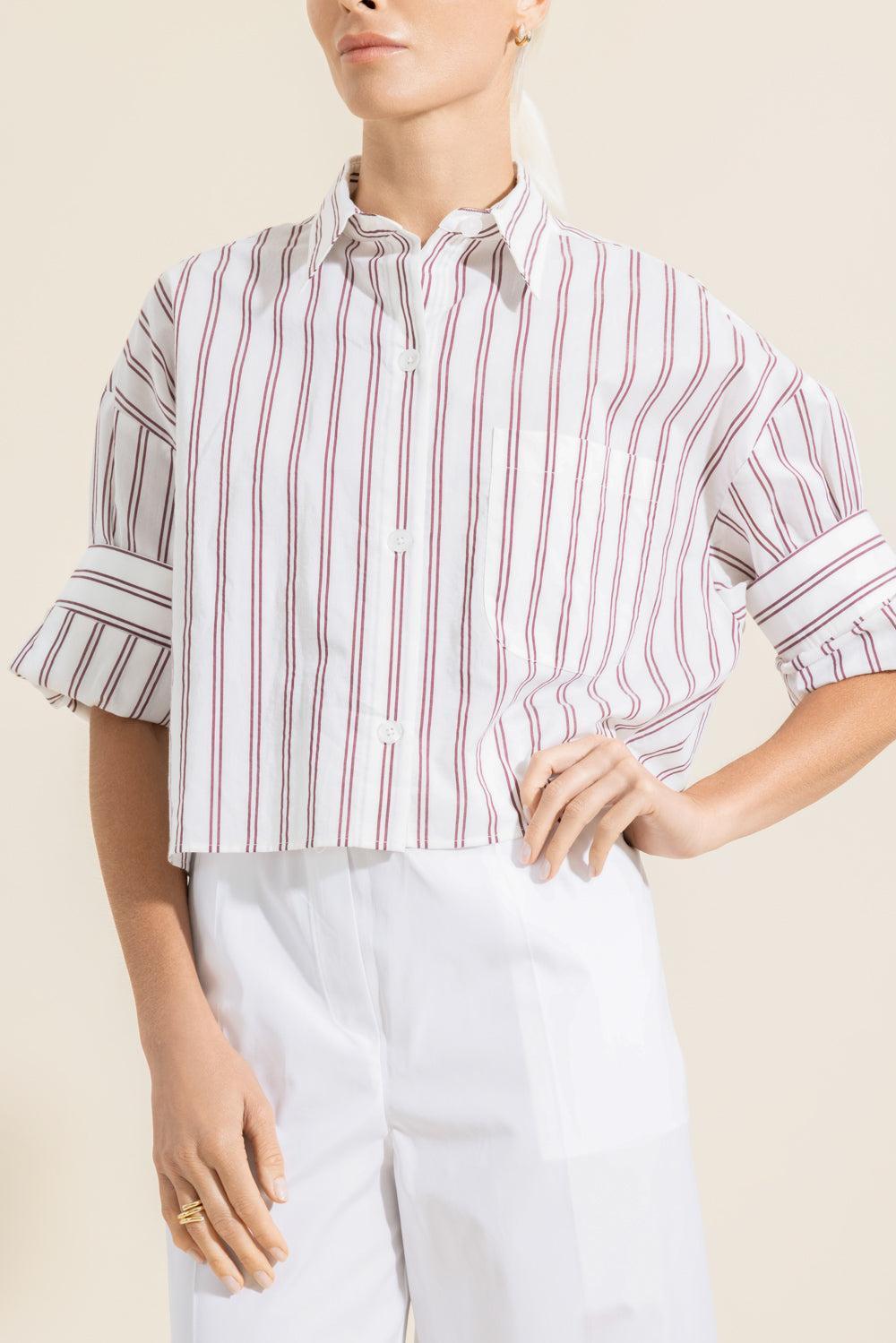 Next Ex Top - White Wine Stripe-STRIPE-P-CLOTHINGTOPBLOUSE-TWP