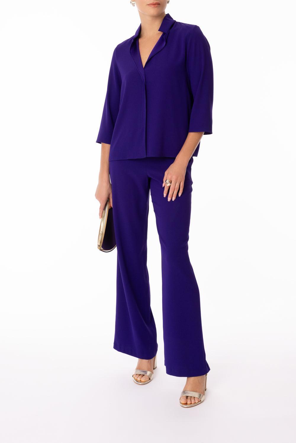 Wide Leg Pocket Pant - Violet-VIOLET-P-CLOTHINGPANTWIDE LEG-PETER COHEN