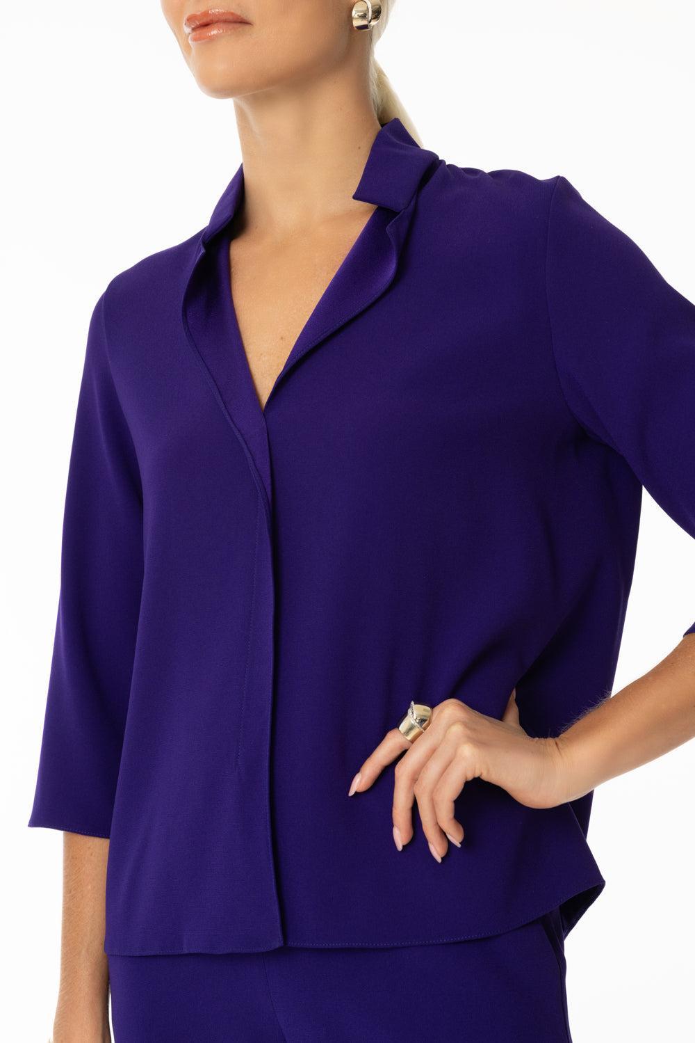 Square Front Frolic Top - Violet-VIOLET-P-CLOTHINGTOPBLOUSE-PETER COHEN